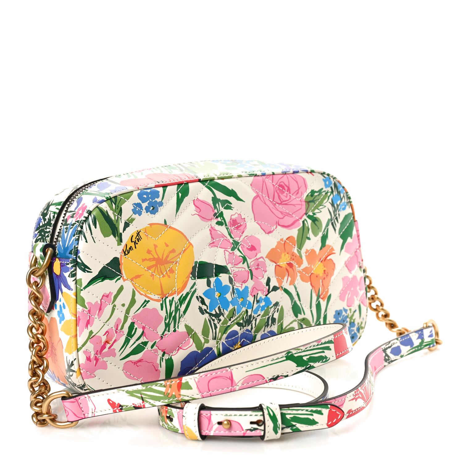 GUCCI X KEN SCOTT Calfskin Matelasse Floral Print Small GG