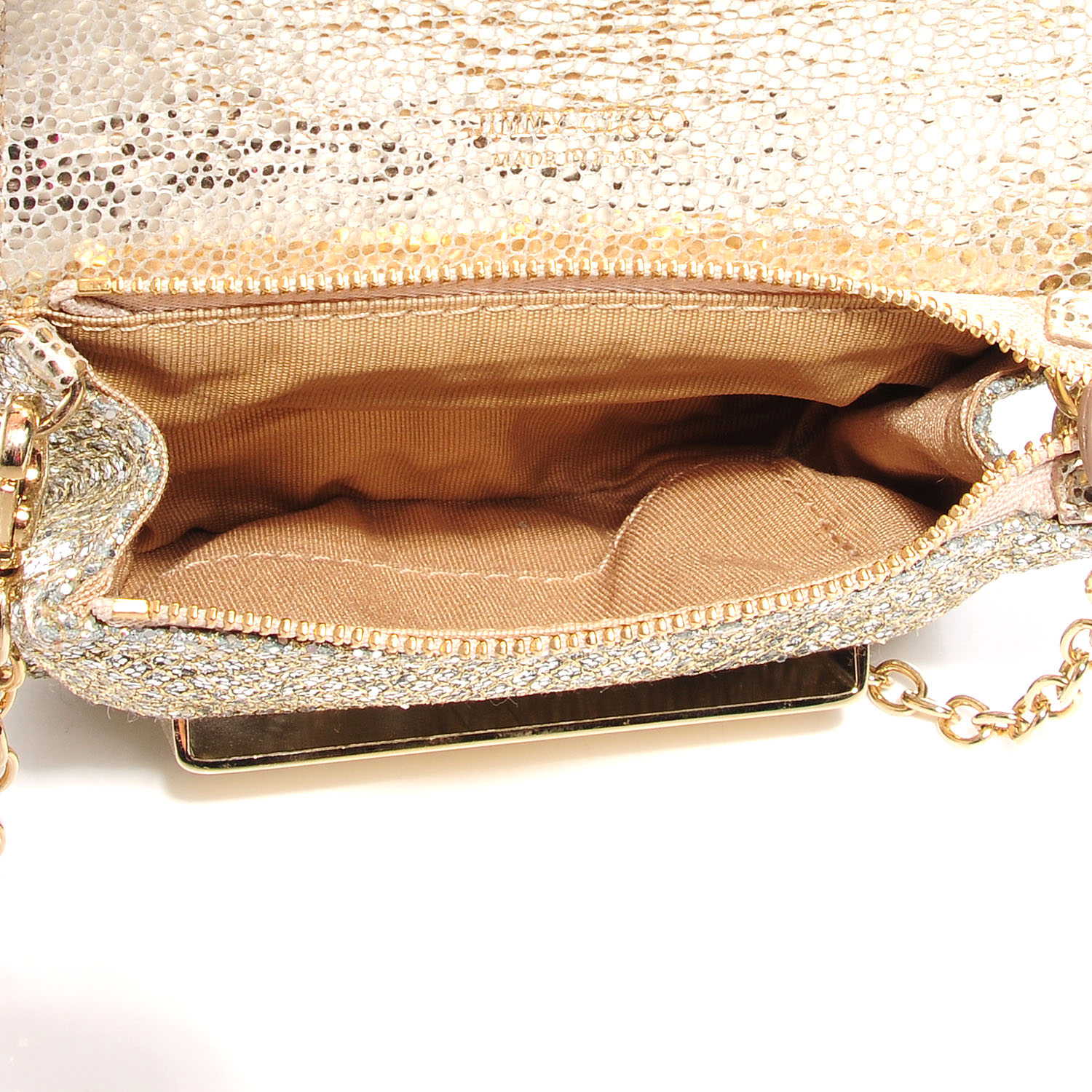 JIMMY CHOO Glitter Fabric Mini Rebel Crossbody Bag Gold