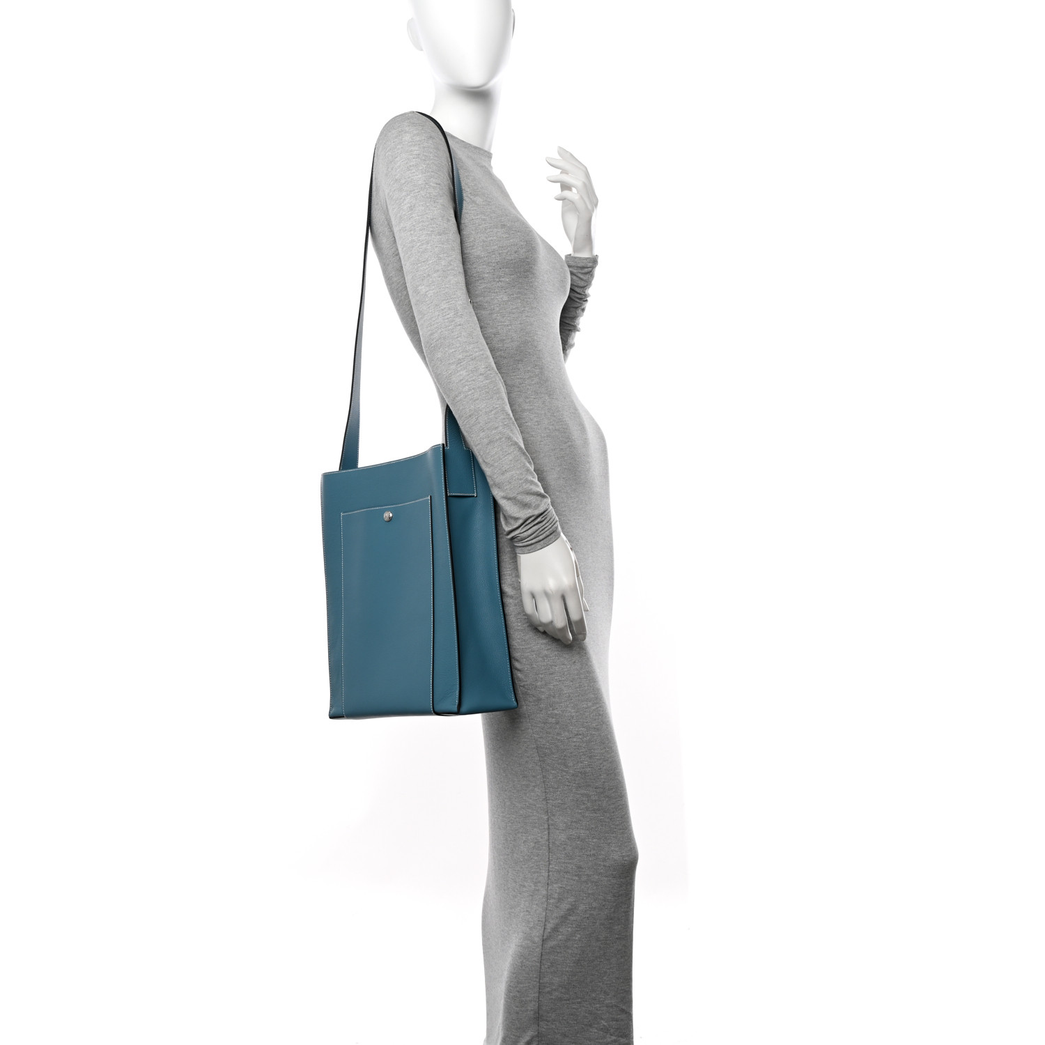 HERMES Evercolor Cab'H Tote Bag Bleu Jean 1566999 | FASHIONPHILE