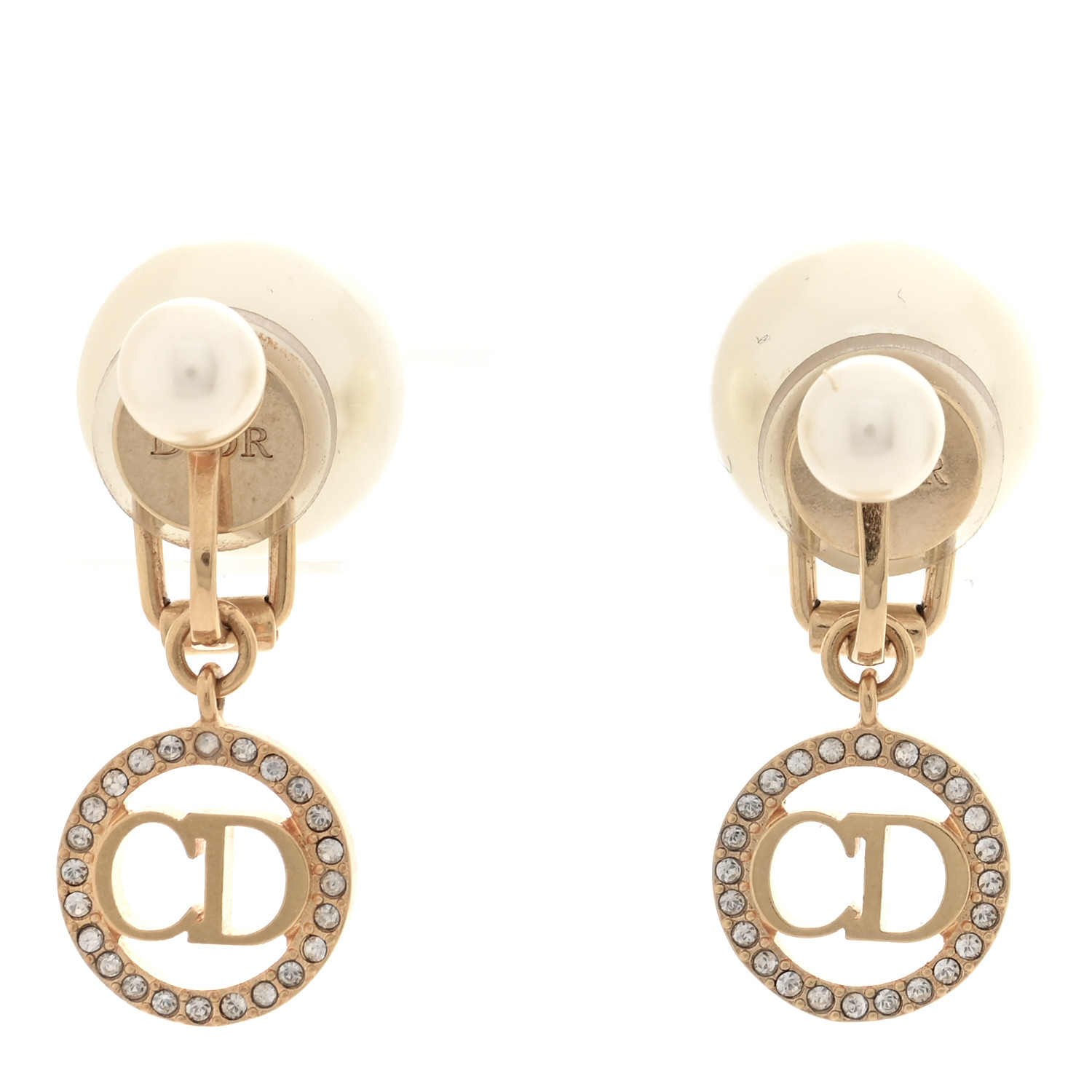 ヴィンテージ★ Christian Dior メタル クリスタル ヘアクリップ CHRISTIAN DIOR Metal Pearl Crystal Tribales CD Clip On