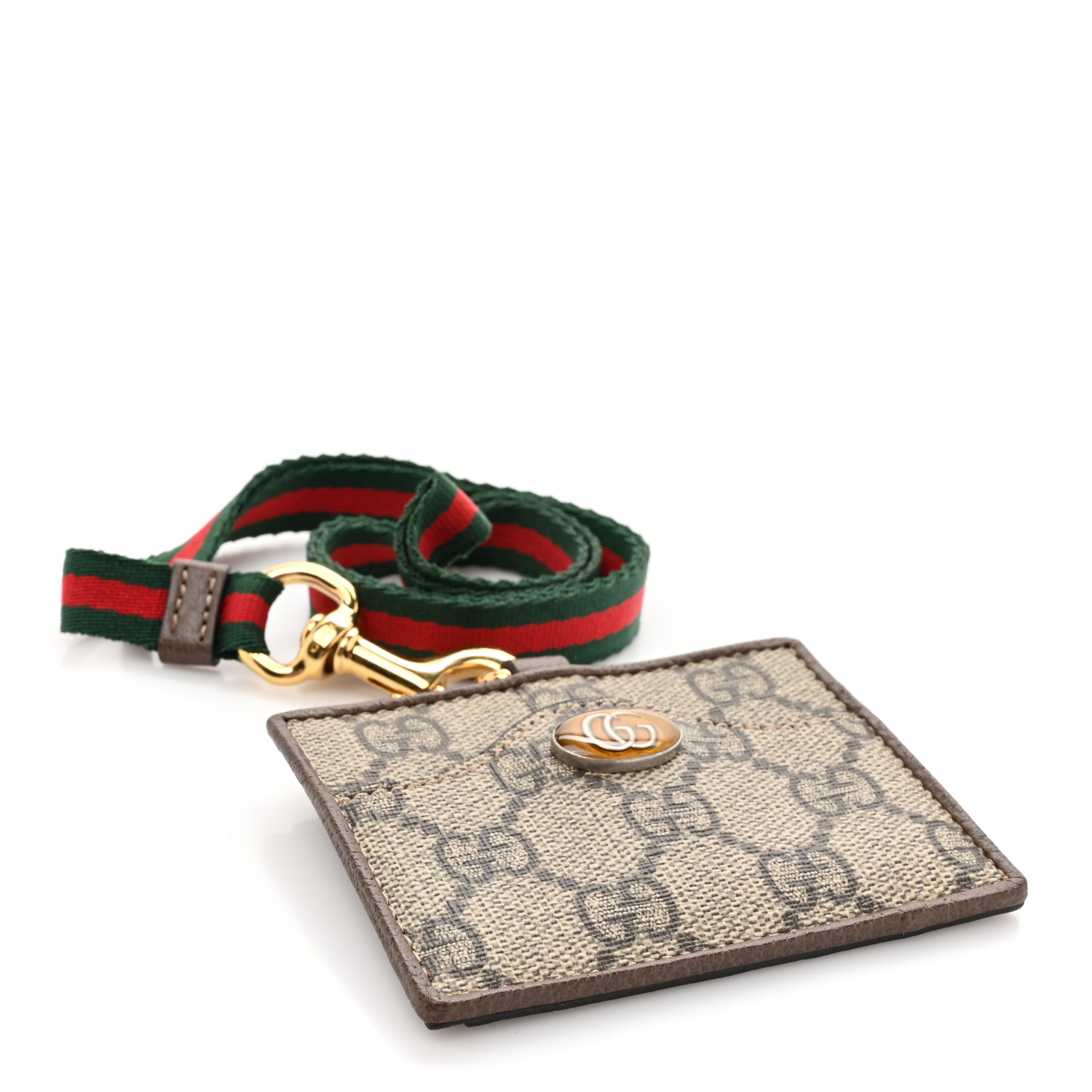 GUCCI GG Supreme Monogram Ophidia ID Holder Beige Ebony New