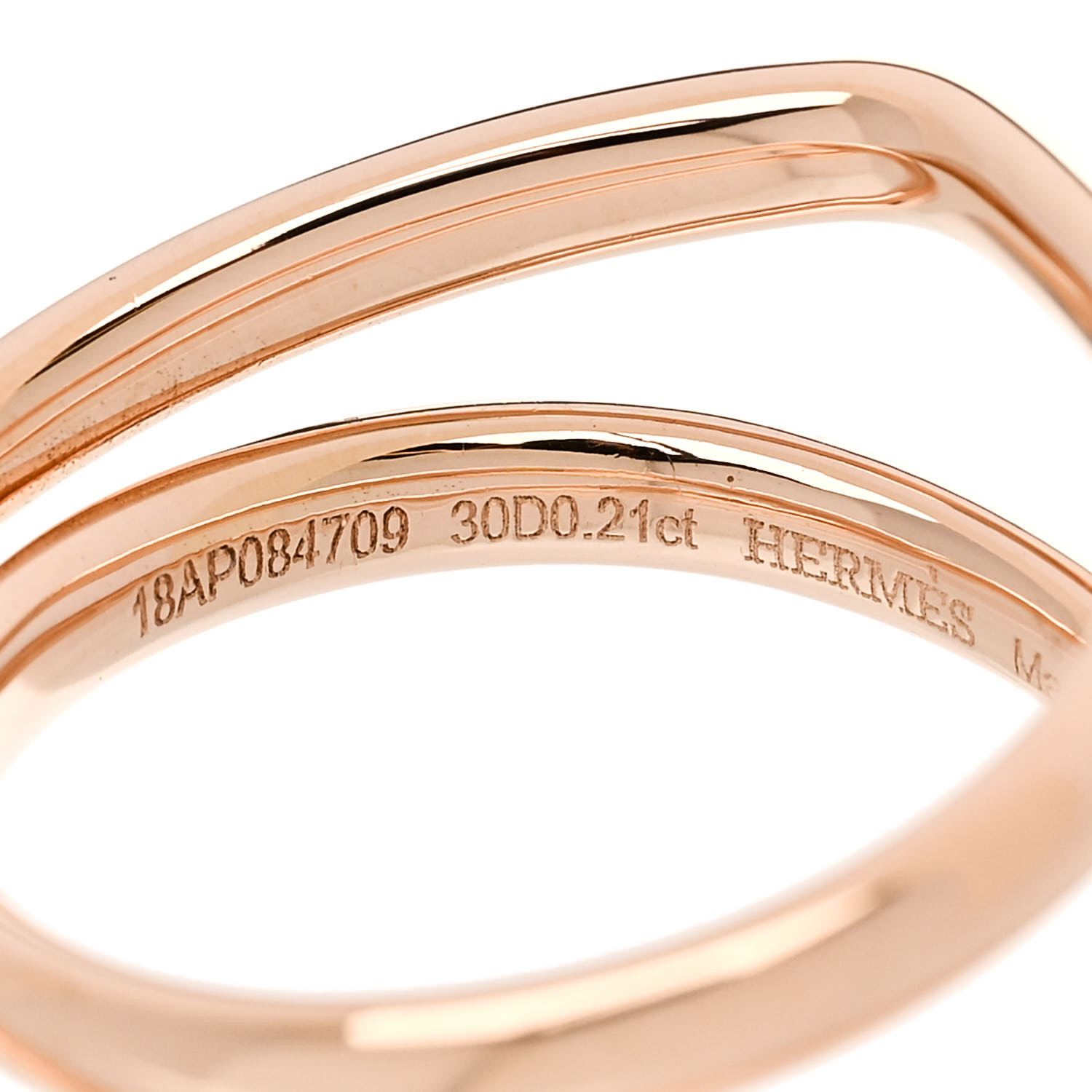 HERMES 18K Rose Gold Diamond Vertige Coeur Ring 54 7 1547765
