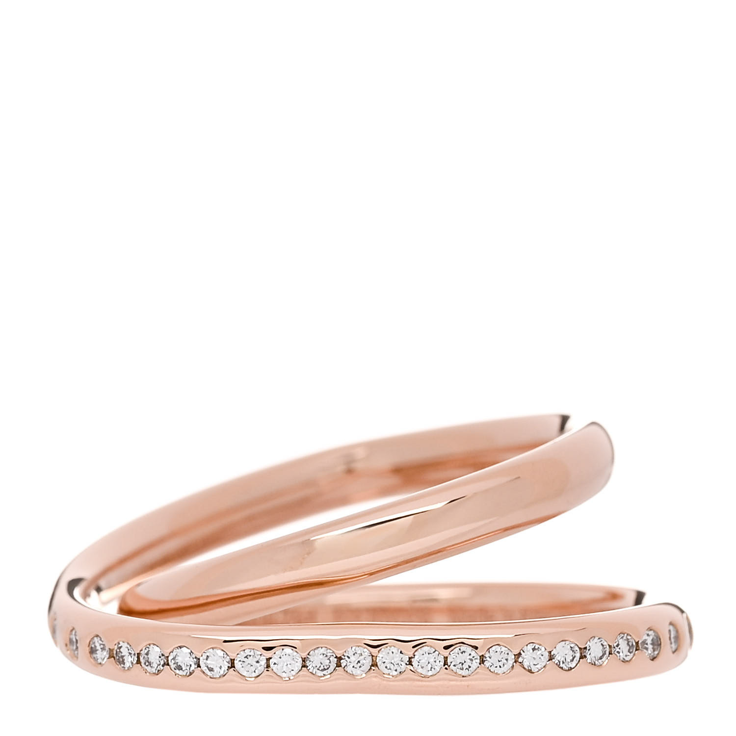 HERMES 18K Rose Gold Diamond Vertige Coeur Ring 54 7 1547765