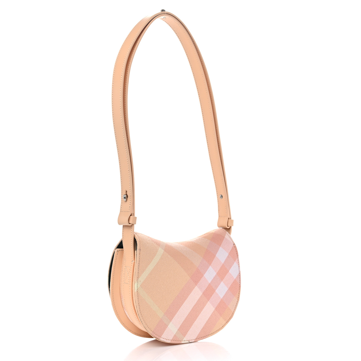 ショルダーバッグ・ポシェット BURBERRY ROCKING HORSE SMALL CHECK JACQUARD SHOULDER BAG BURBERRY Jacquard Check Mini Rocking Horse Crossbody Peach