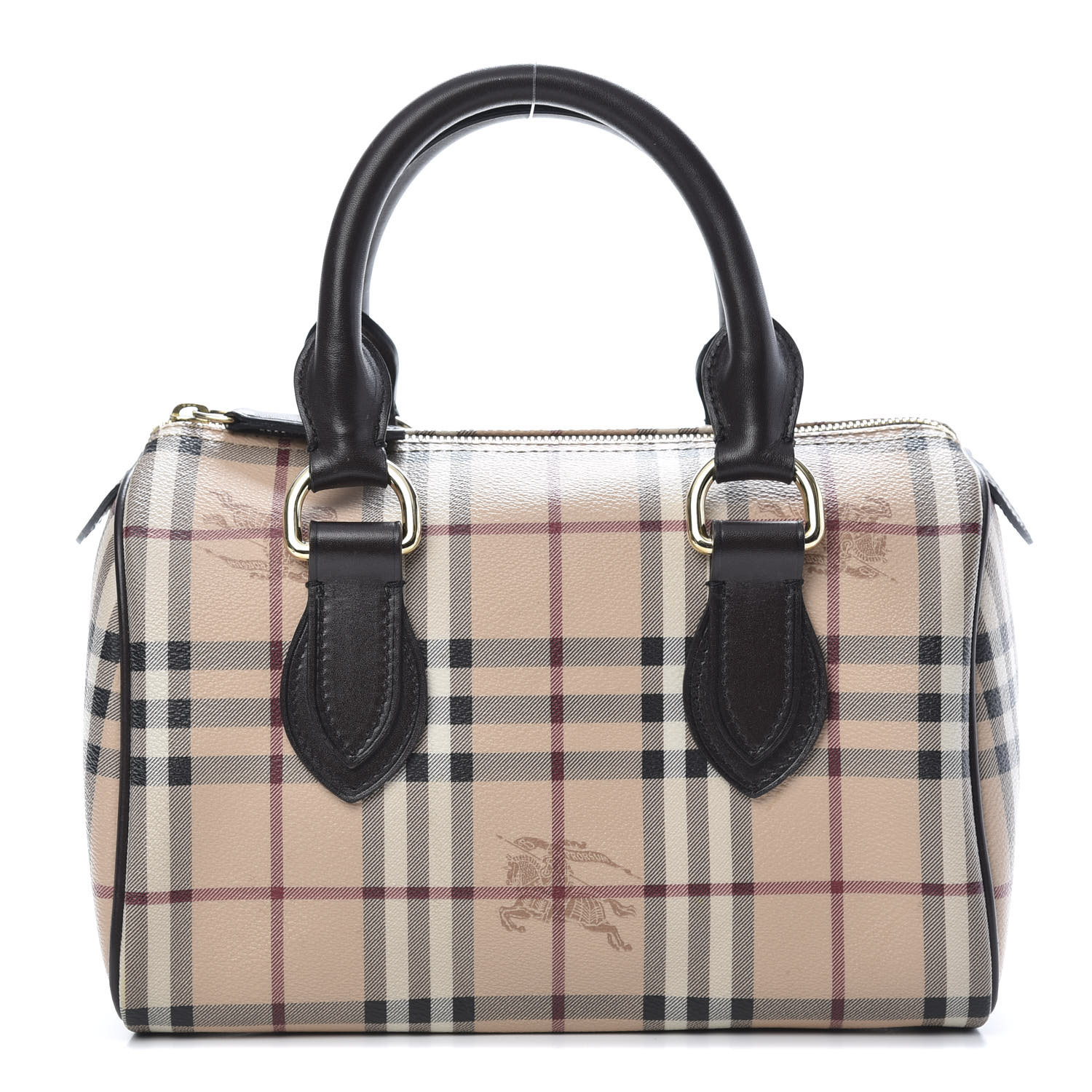 BURBERRY Haymarket Check Small Chester Bowling Bag Chocolate