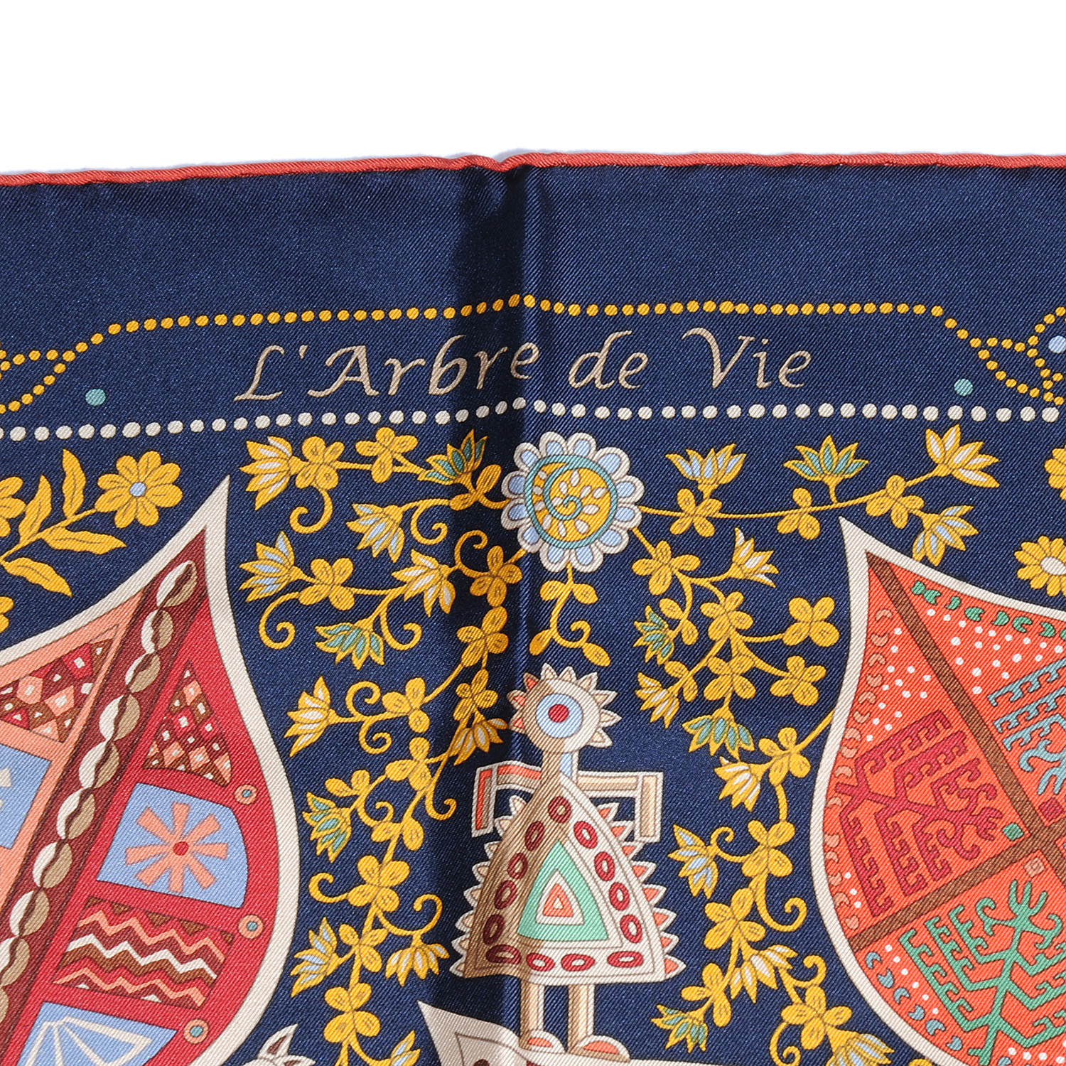 美品エルメス　Hermes カレ　90 スカーフ　L' Arbre de Vie HERMES Silk L Arbre De Vie Scarf 90 Dark Bleu 54939