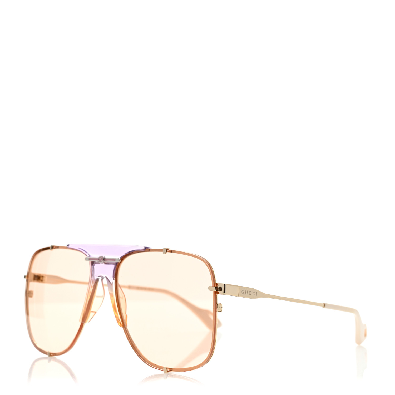 GUCCI Metal Square Frame Sunglasses GG0739S Pink Brown