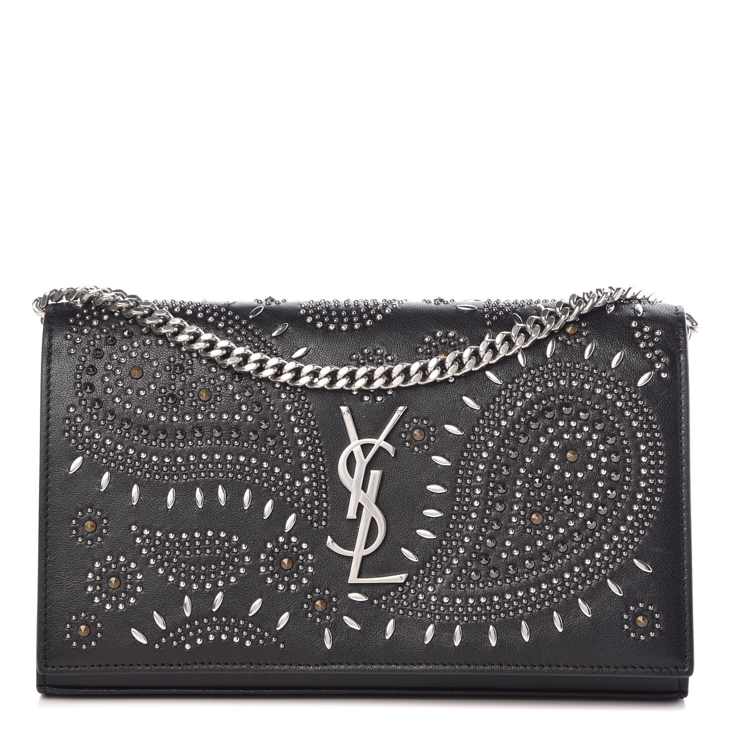 【AAKAM】STUDDED CHAIN WALLET Pewter Skull & Cut Leash Double Wallet Chain | AMiGAZ