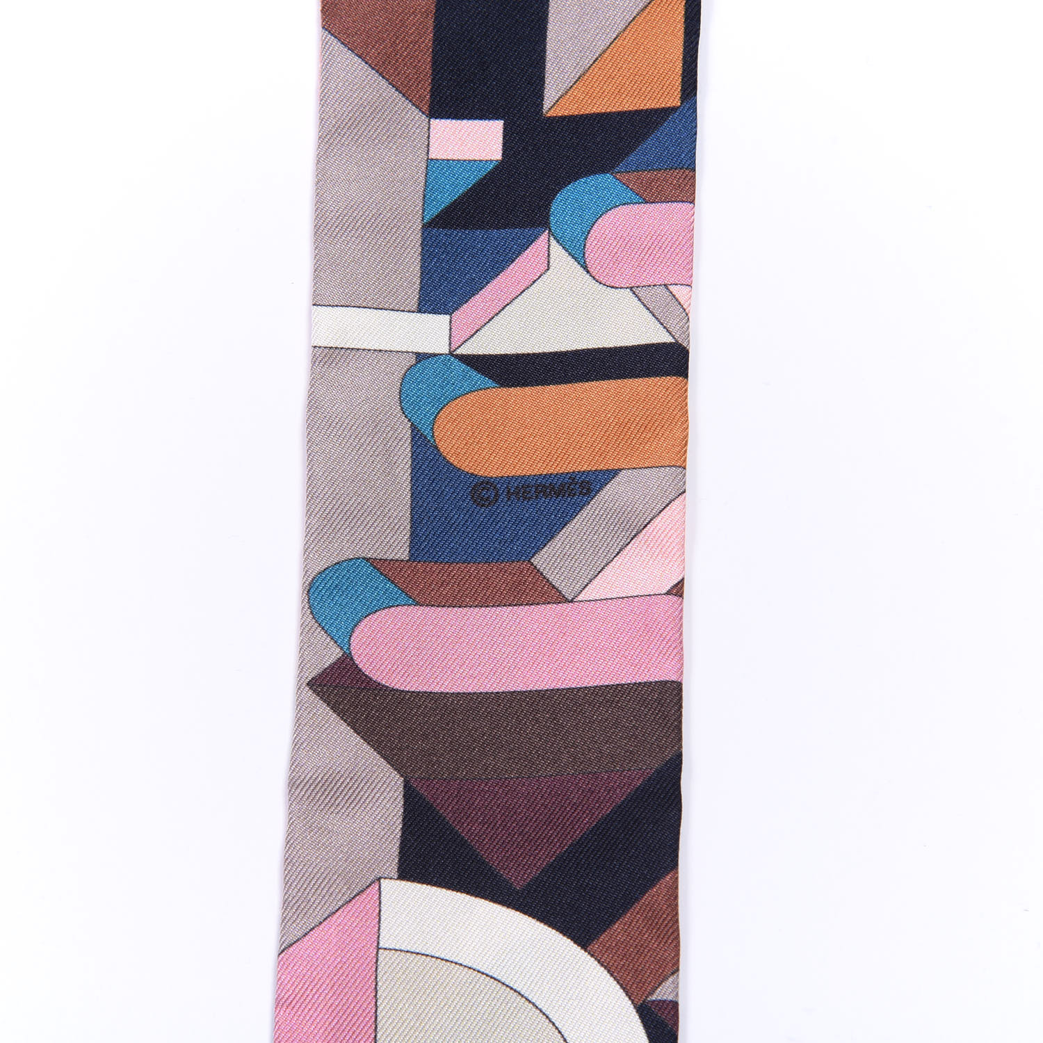 HERMES Silk Perspective Cavaliere Twilly Vieux Rose Marron