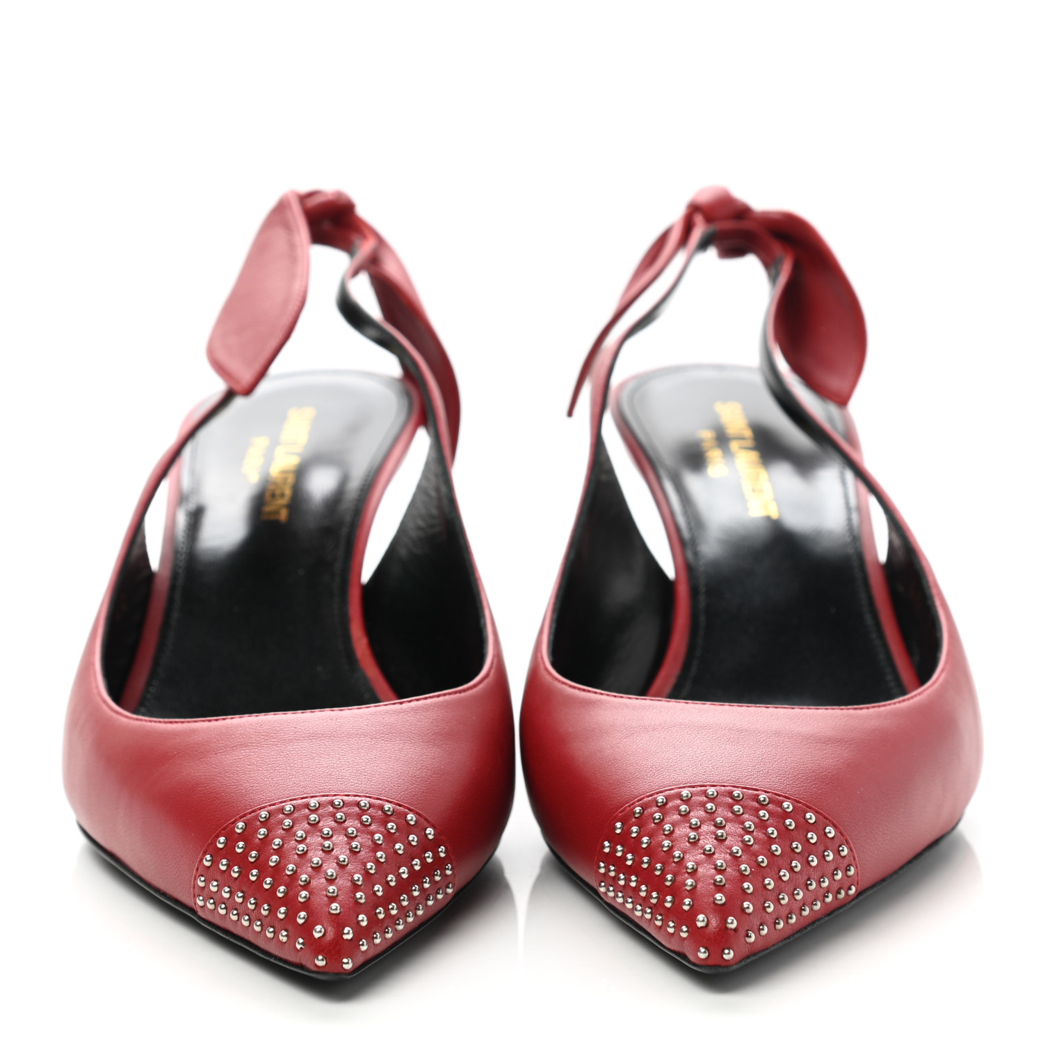 SAINT LAURENT Calfskin Studded Charlotte 55 Slingback Pumps