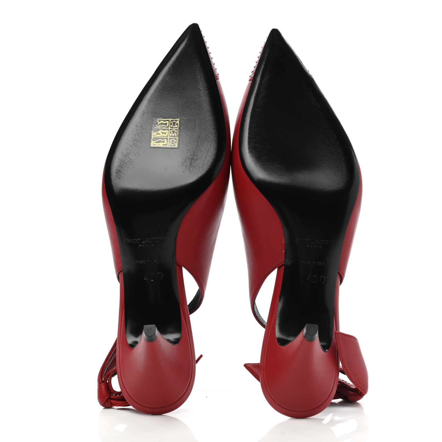 SAINT LAURENT★\"CHARLOTTE 55\" Red Leather SLINGBACK Pumps 🆕️ SAINT LAURENT Paris 