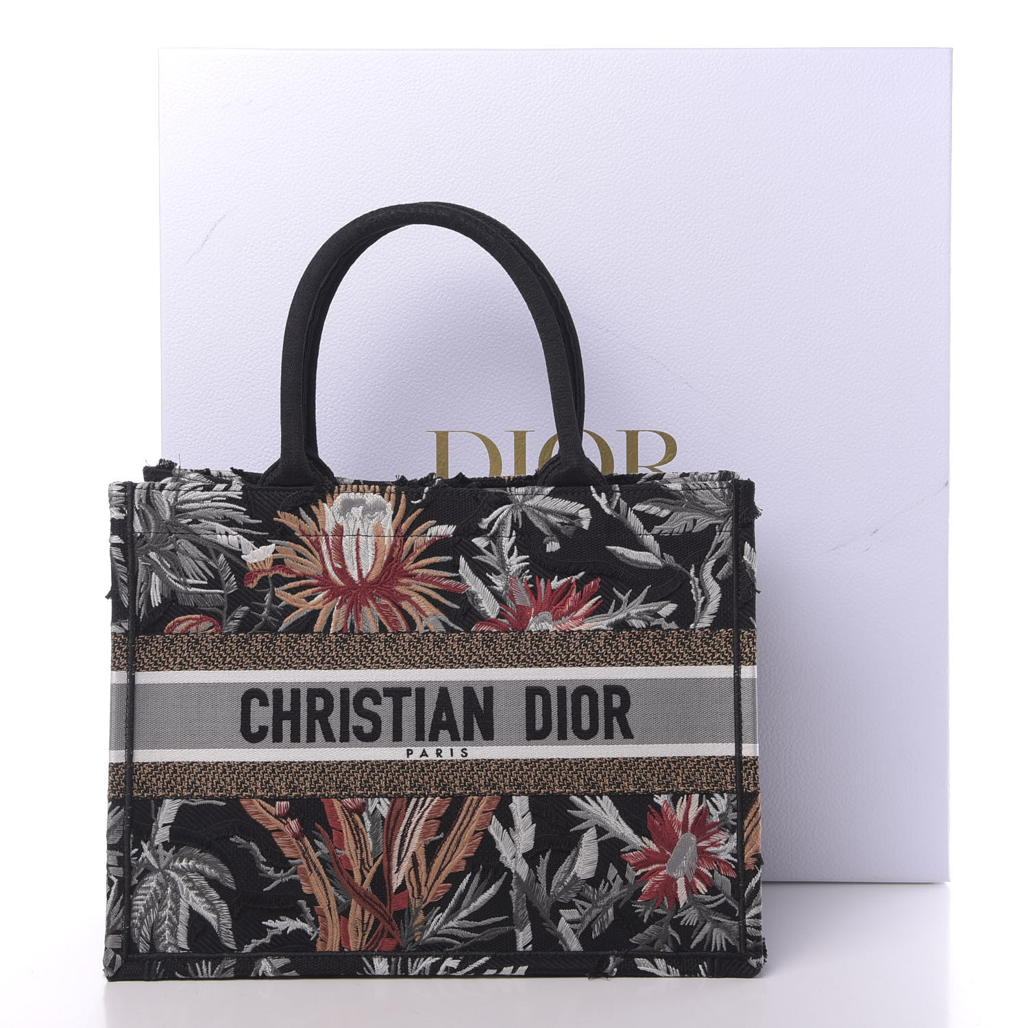 CHRISTIAN DIOR Canvas Embroidered Medium Camouflage Flowers