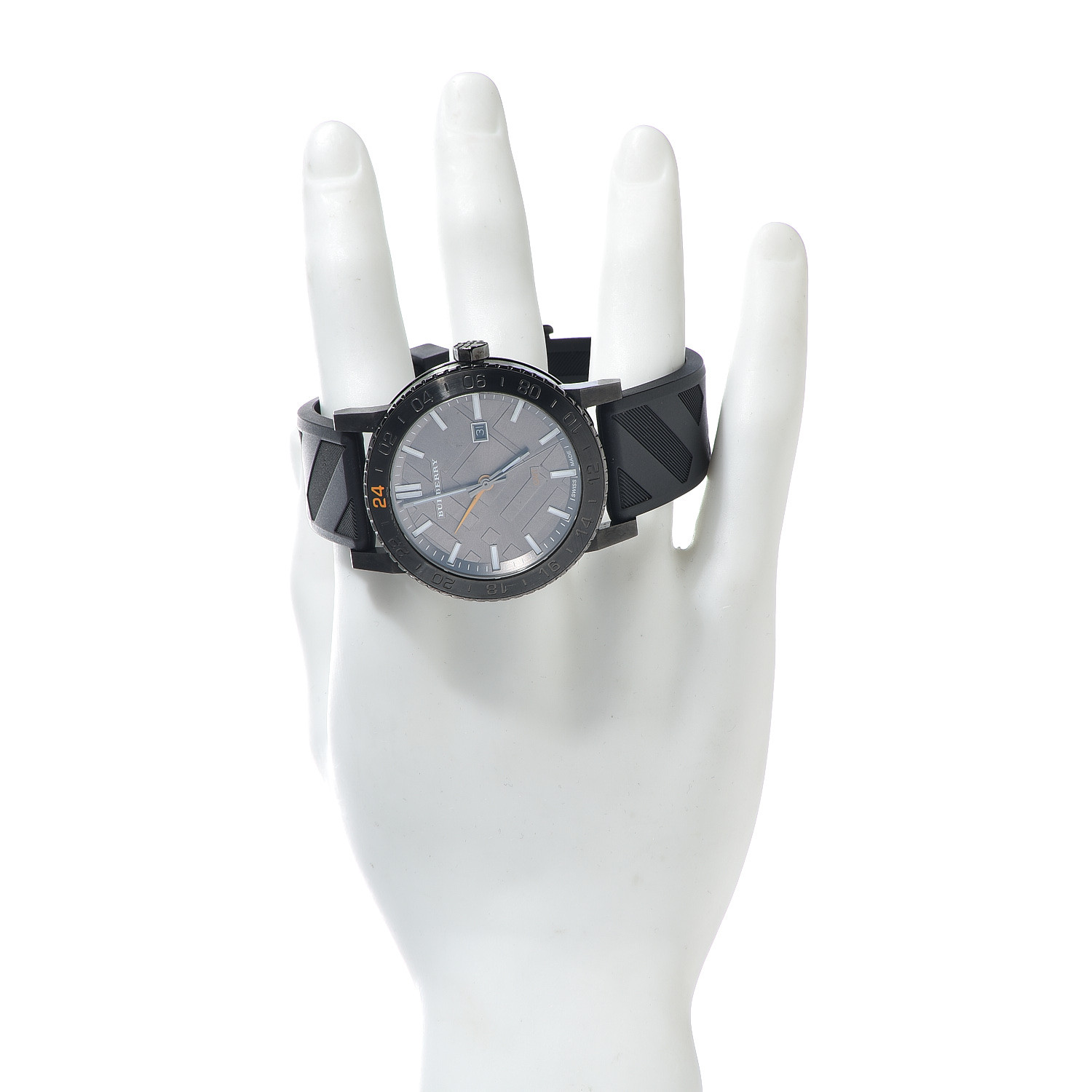 BURBERRY ブラックラバーベルト時計 BU9341 BURBERRY Men's BU9341 'The New City' GMT 42mm Watch 130112