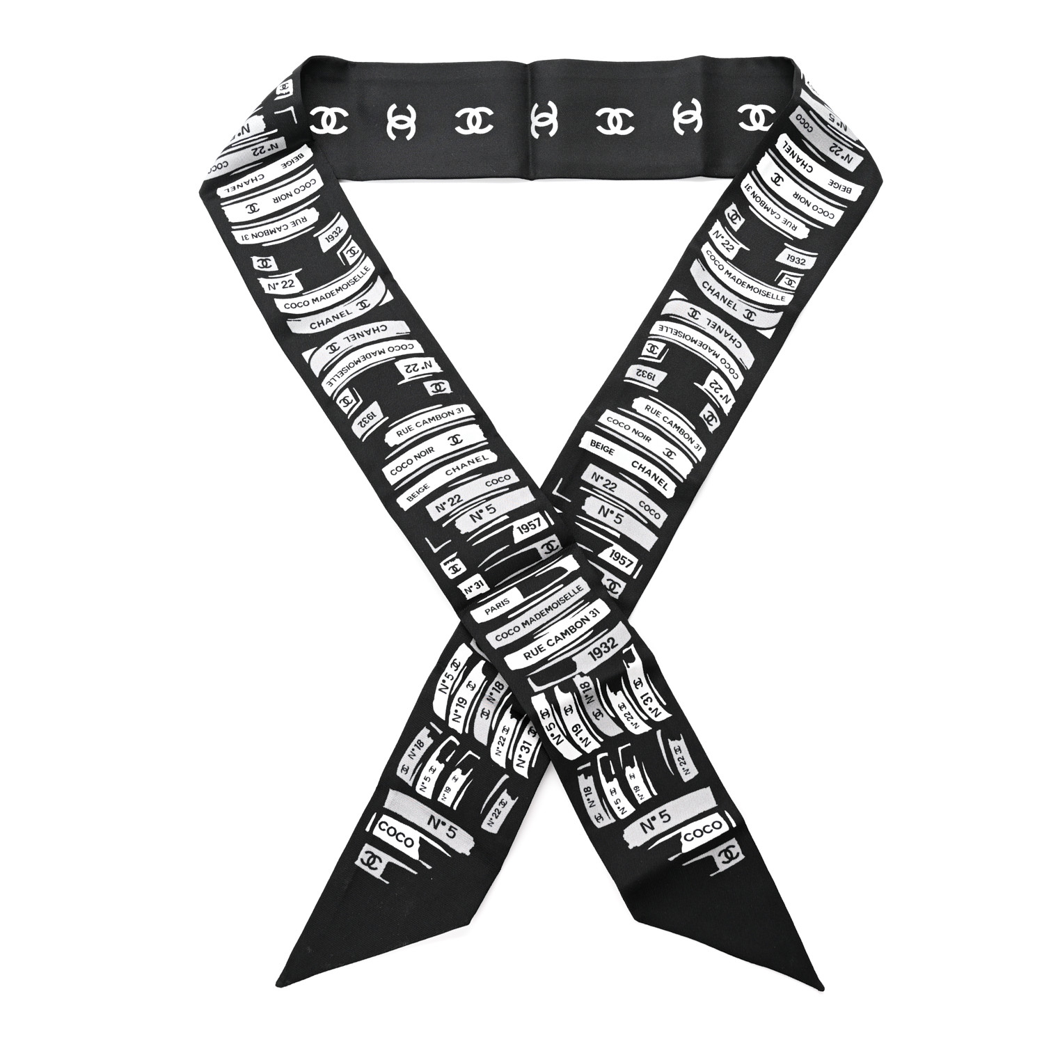 【CHANEL】24K CC Logo Lettering Slim Bandeau Twilly NEW Chanel Slim Bandeau Twilly Soie/Noir