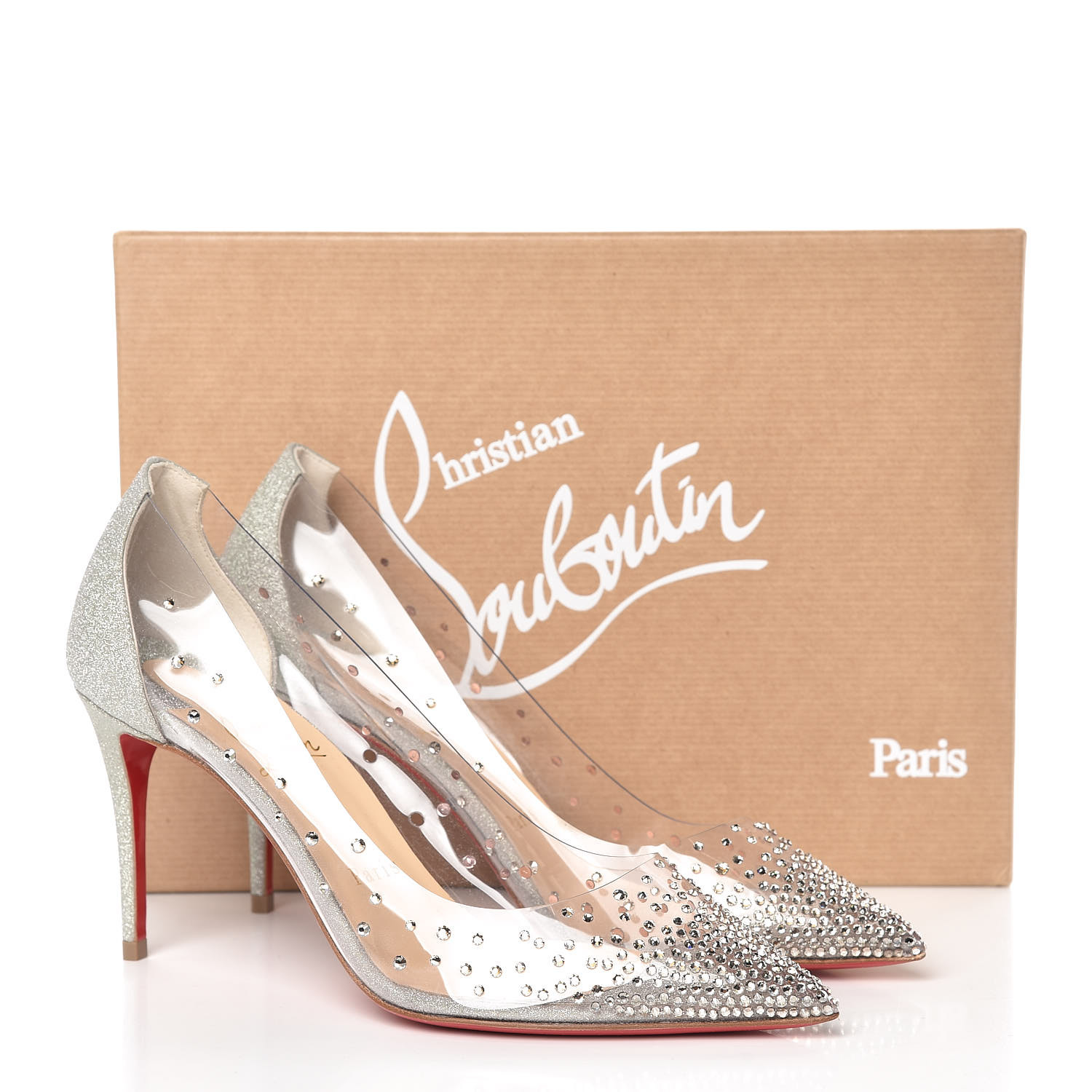 CHRISTIAN LOUBOUTIN PVC Glitter Degrastrass 85 Pumps 37.5