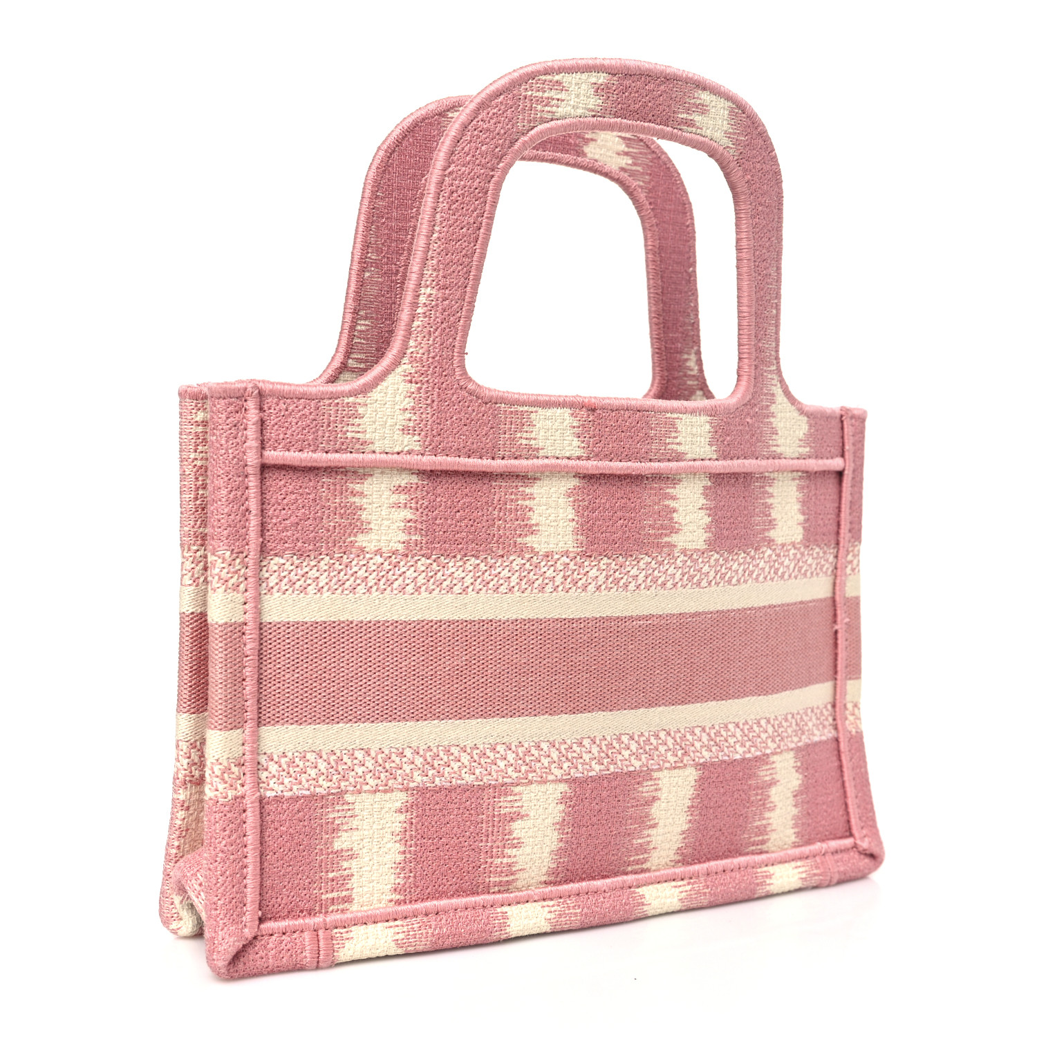 A8187/美品 春夏 Christian Dior クリスチャンディオール CHRISTIAN DIOR Canvas Embroidered Mini Striped Book Tote