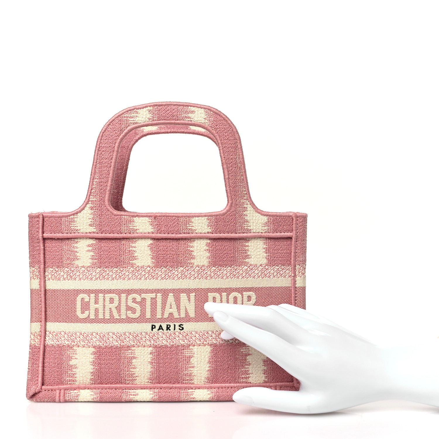 CHRISTIAN DIOR Canvas Embroidered Mini Striped Book Tote