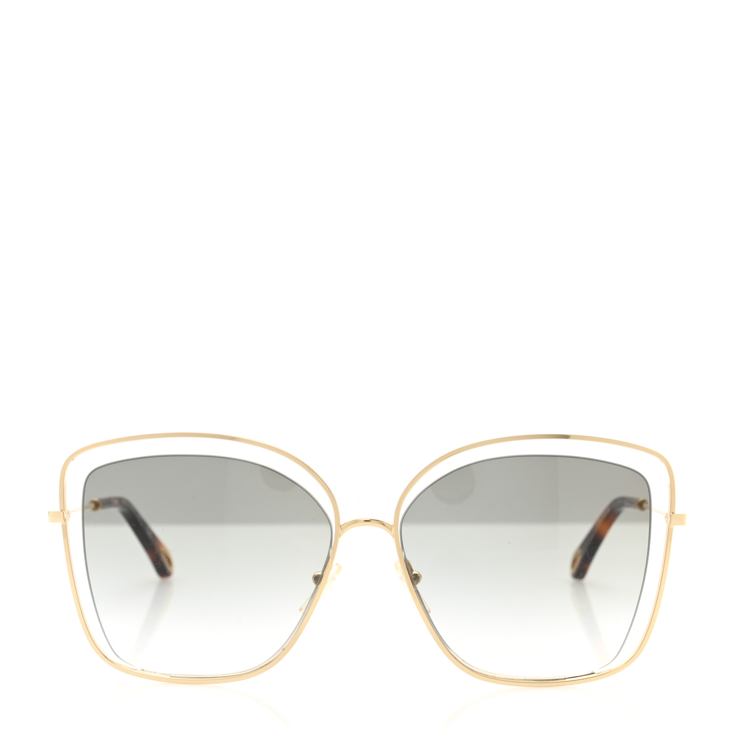 CHLOE Poppy Cutout Square Sunglasses CE133S Gold Brown