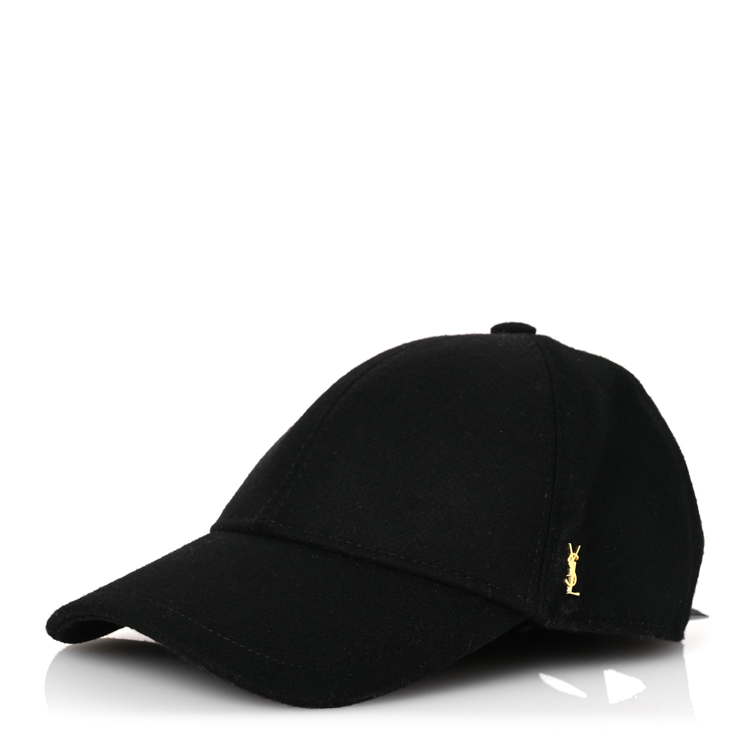 SAINT LAURENT Wool Felt Monogram Baseball Cap 57 Black