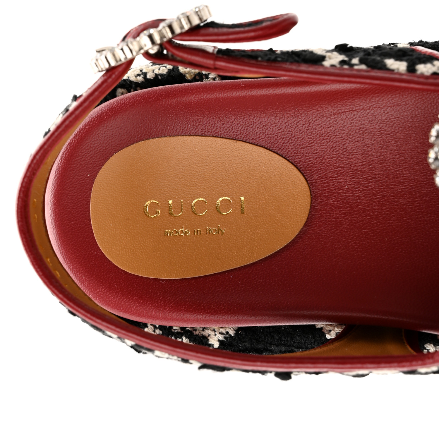 GUCCI Tweed GG Monogram Crystal Angelina Platform Slingback