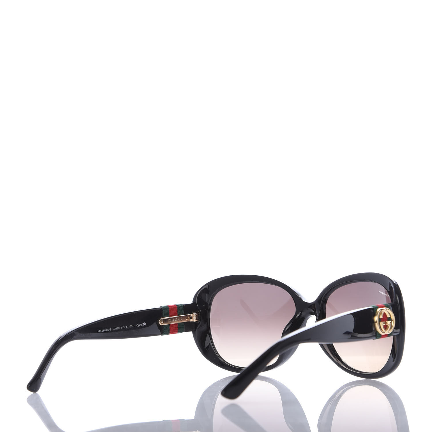 GUCCI Acetate Oval Frame Web Sunglasses GG3660KS Black