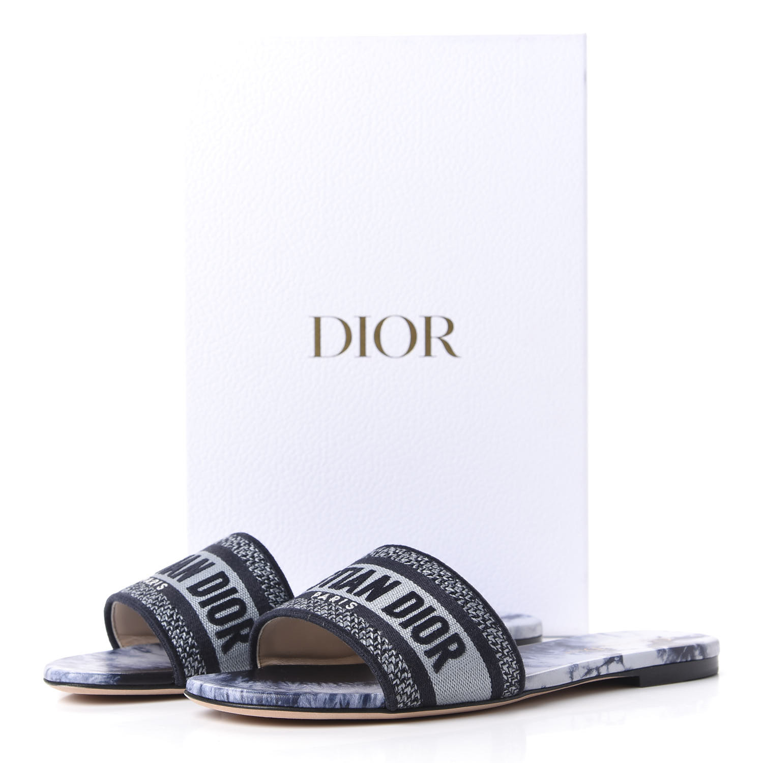 CHRISTIAN DIOR Canvas Tie and Dior Embroidered Dway Flat