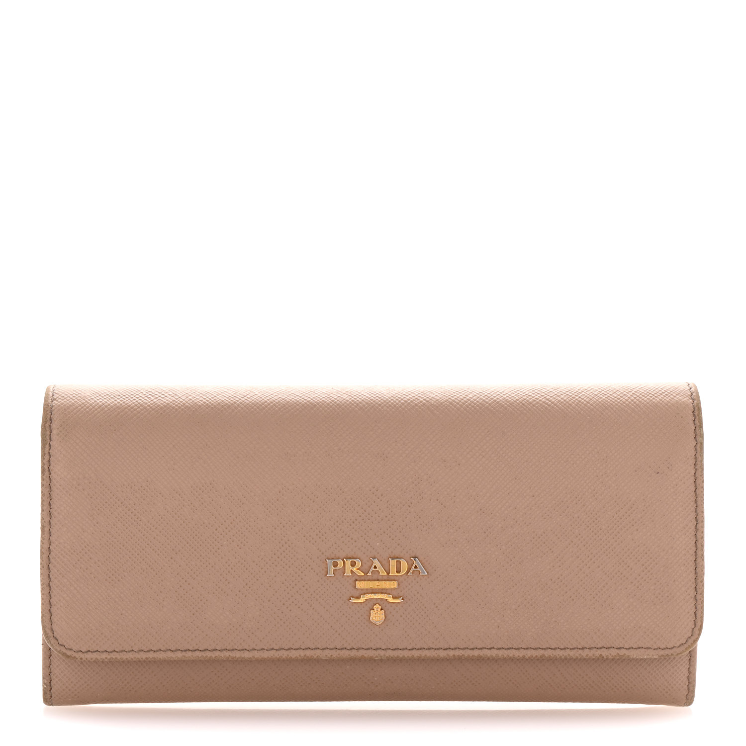 PRADA Saffiano Bi-Color Metal Continental Flap Travel Wallet