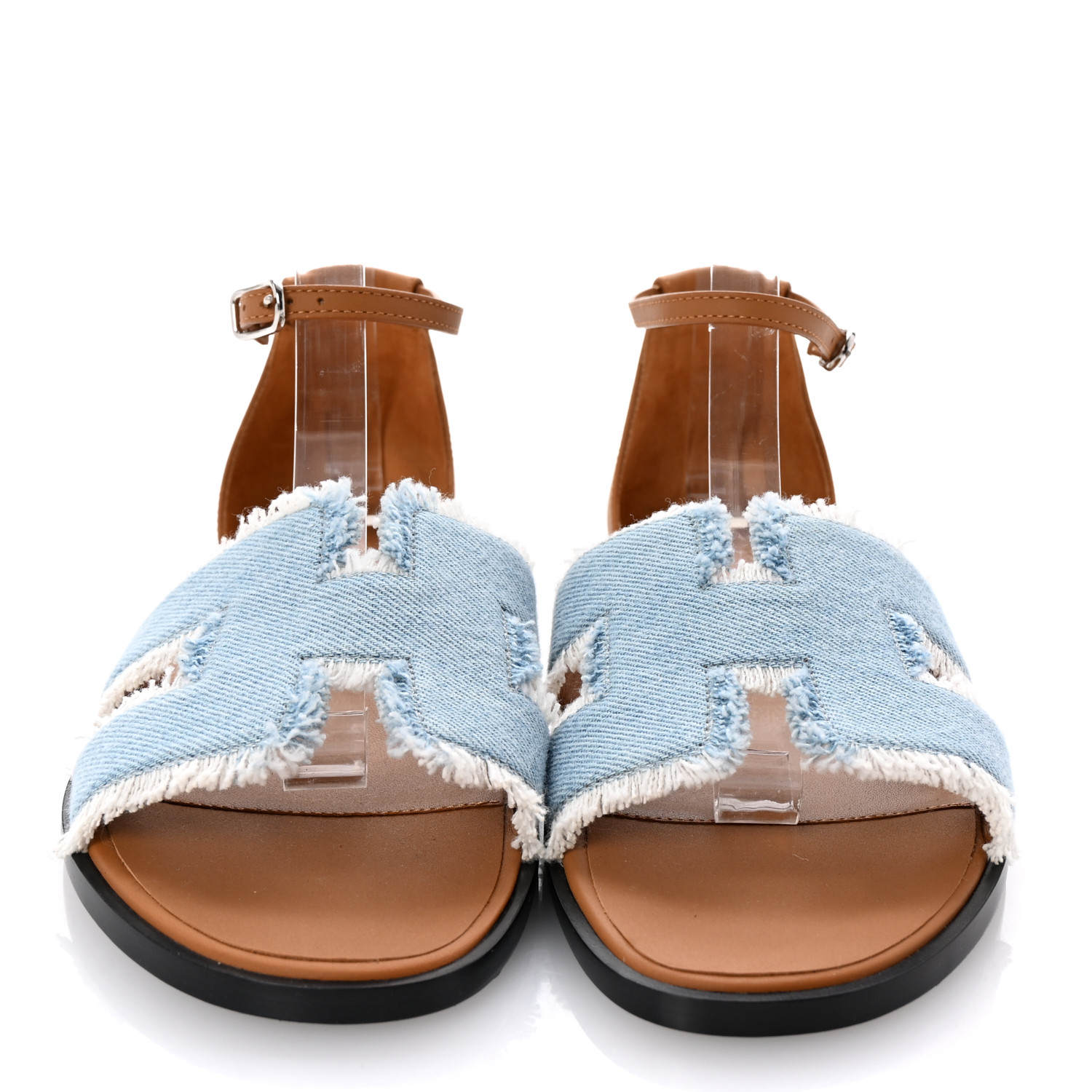 フランス発【HERMES】サンダル Santorini フリンジ / DHL発送 HERMES Denim Fringe Santorini Sandals 39 Bleu Clair Naturel