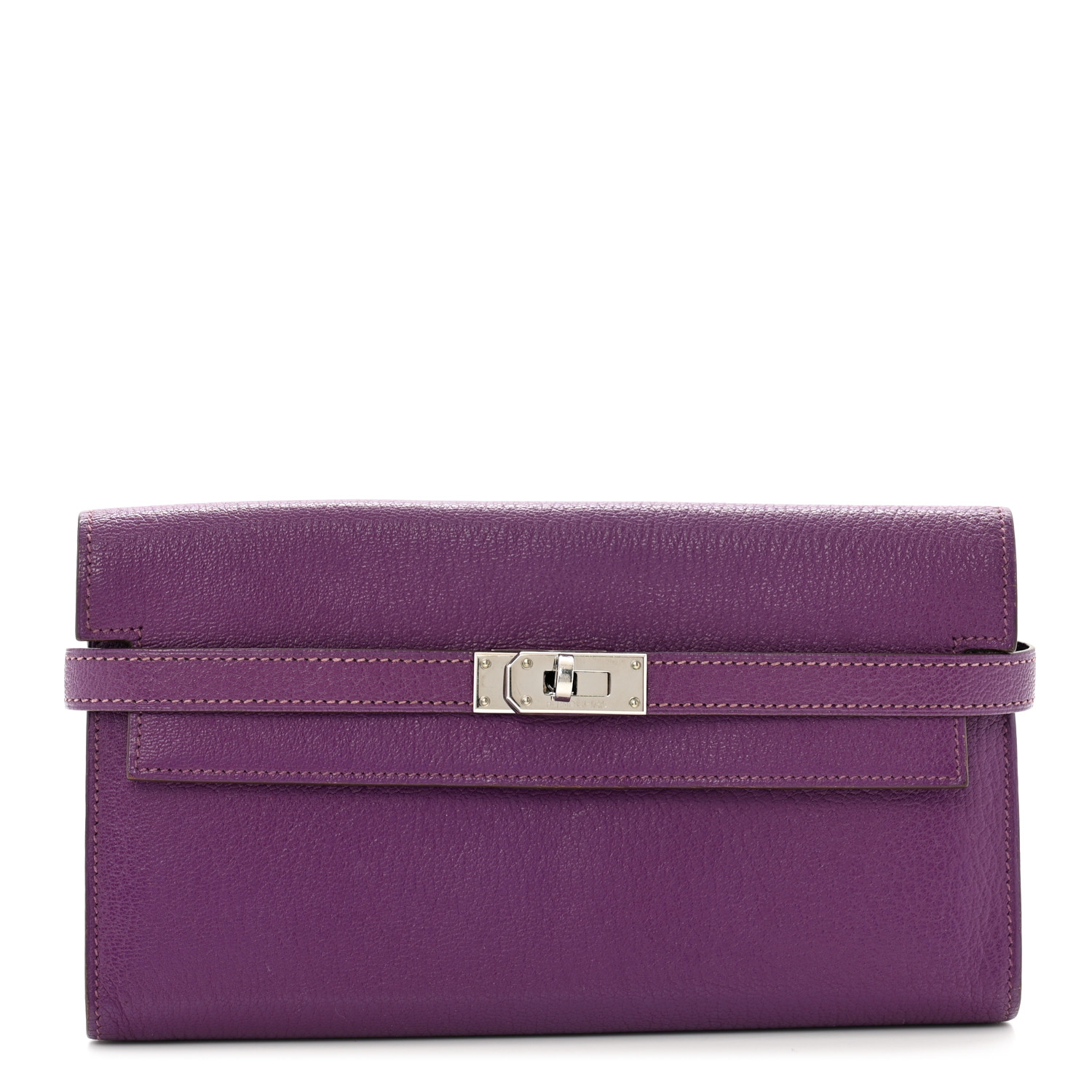 【HERMES】Clochette wallet ウォレット★Mysore ゴートスキン HERMES Chevre Mysore Kelly Longue Wallet Violet 1663266