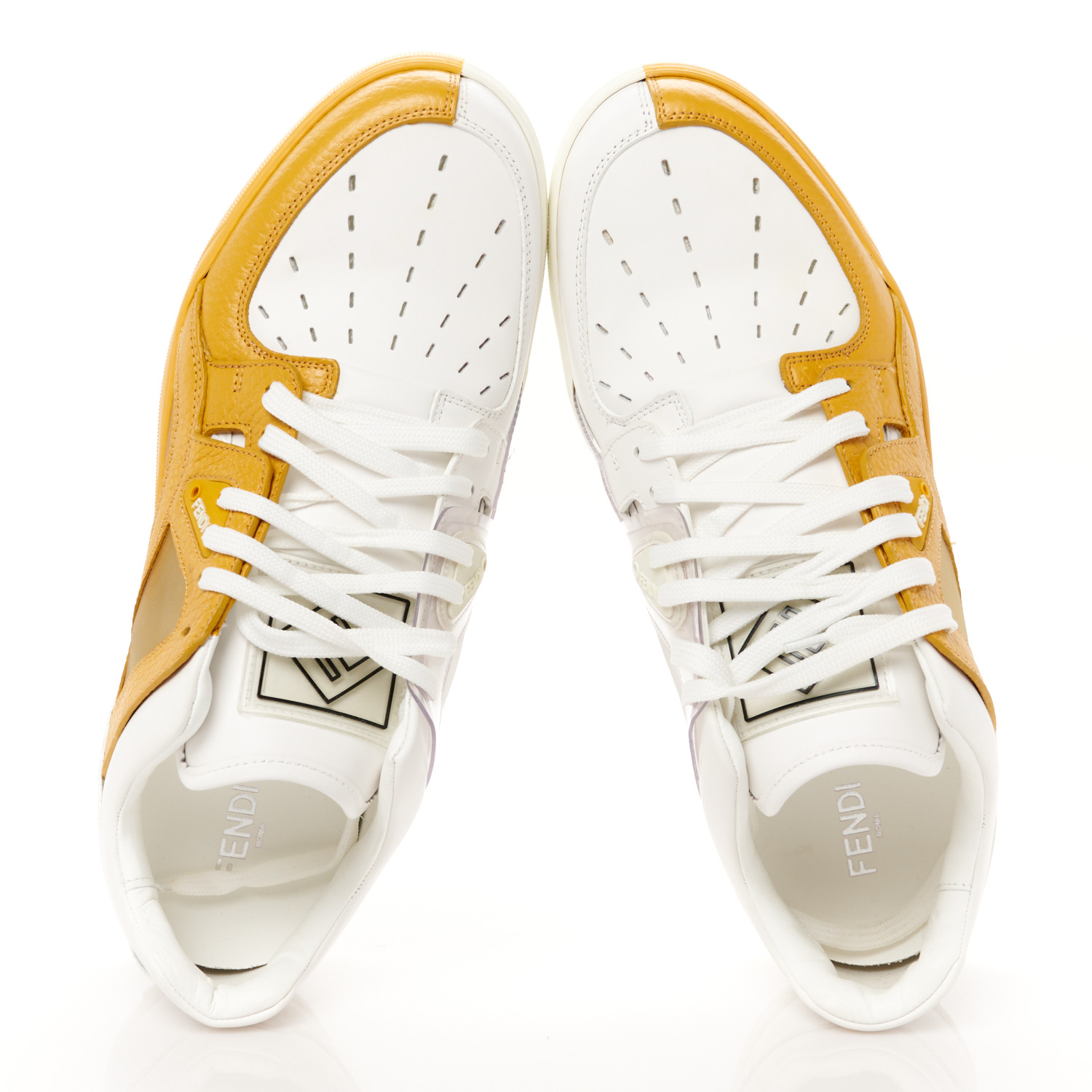 FENDI Grained Calfskin Fabric Mesh Mens Fancy Low Top