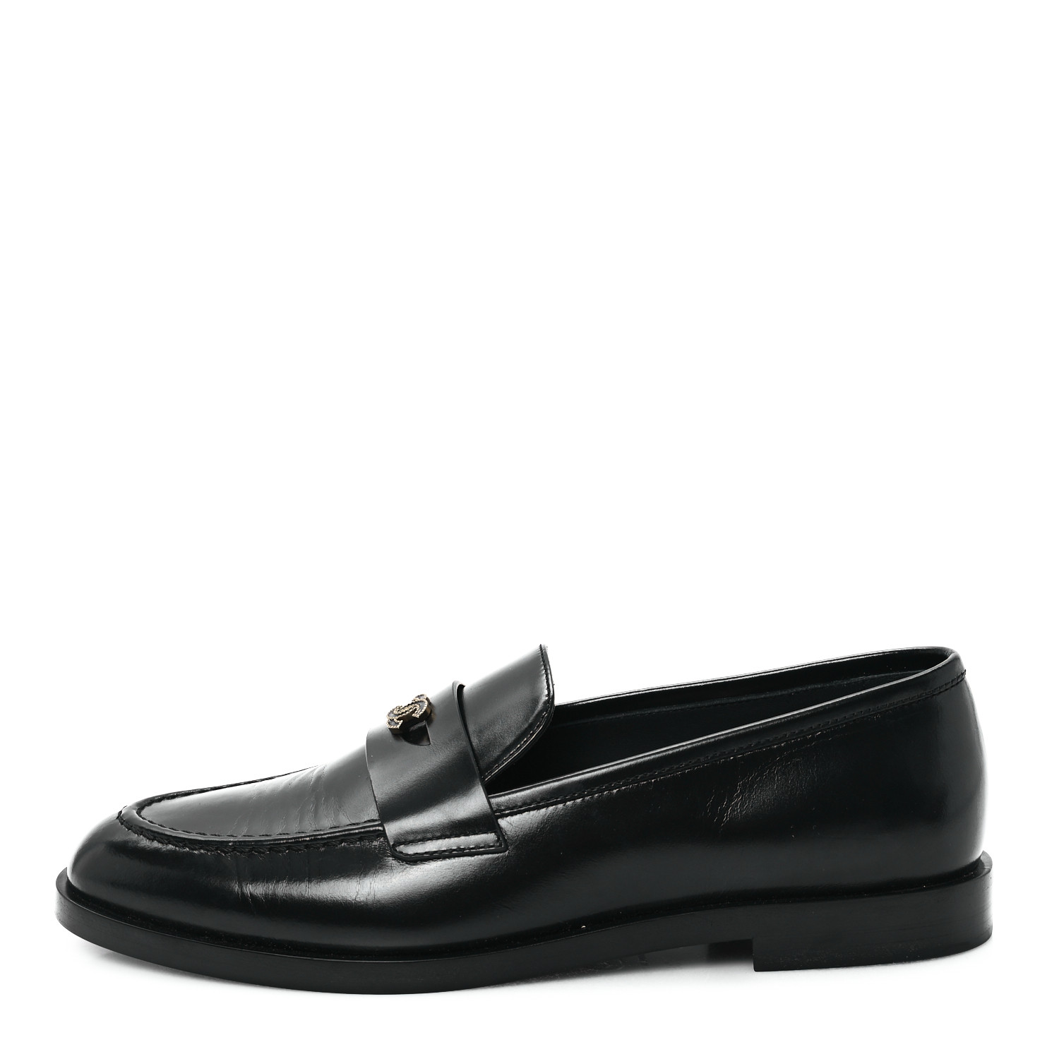 みゆ様 CHANEL おまとめページ CHANEL Shiny Calfskin CC Moccasin Loafers 36 Black 1663554