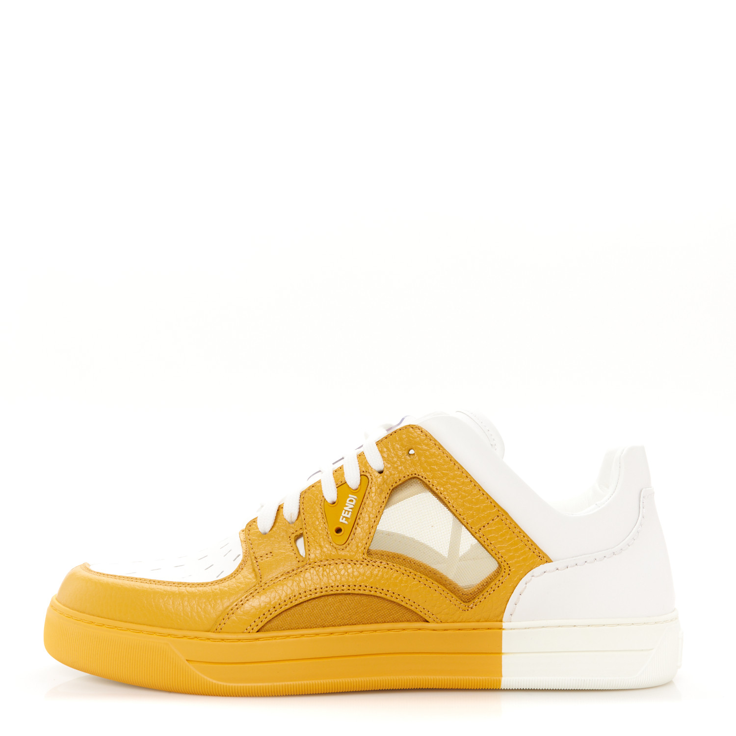 FENDI Grained Calfskin Fabric Mesh Mens Fancy Low Top