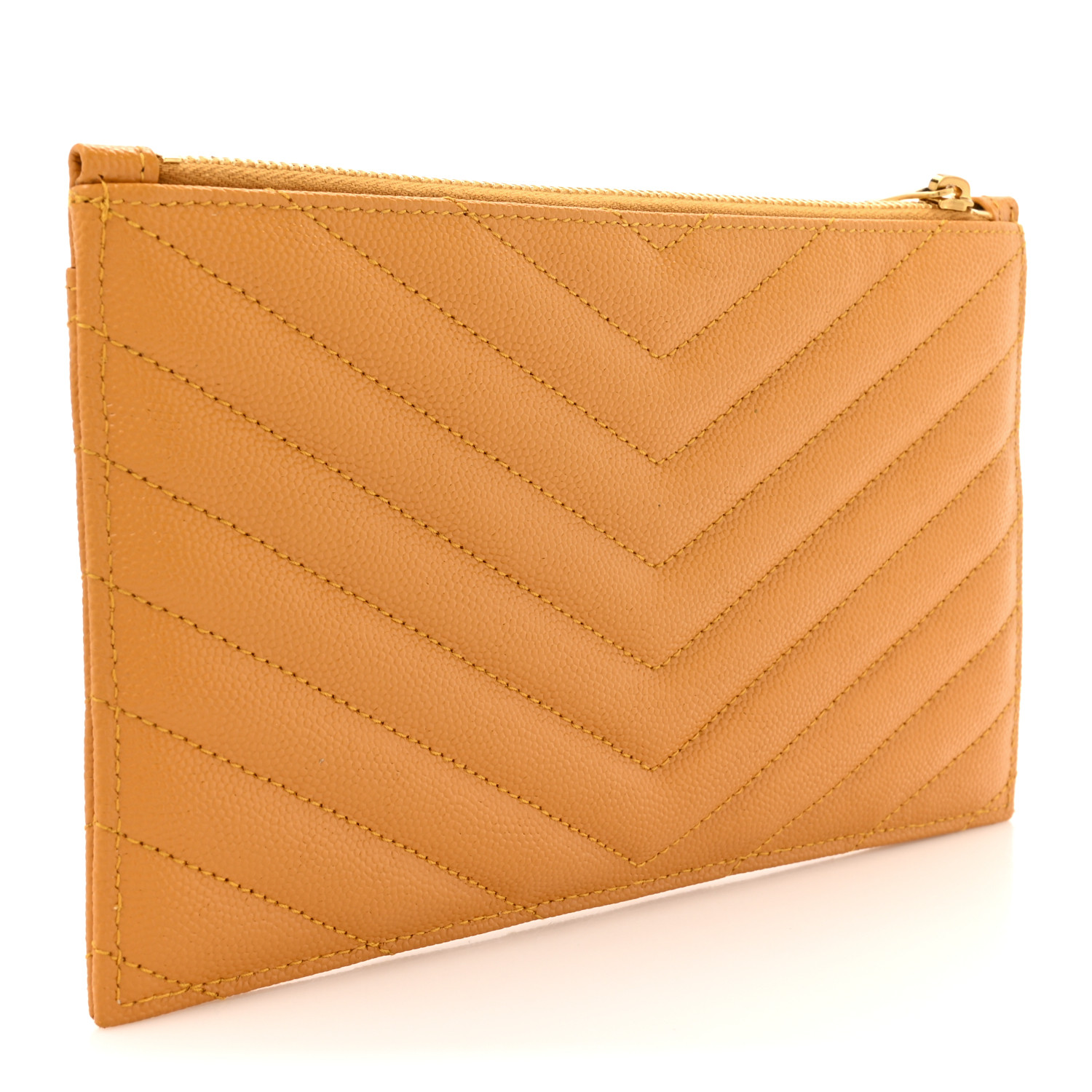 SAINT LAURENT Grain De Poudre Chevron Monogram Bill Pouch