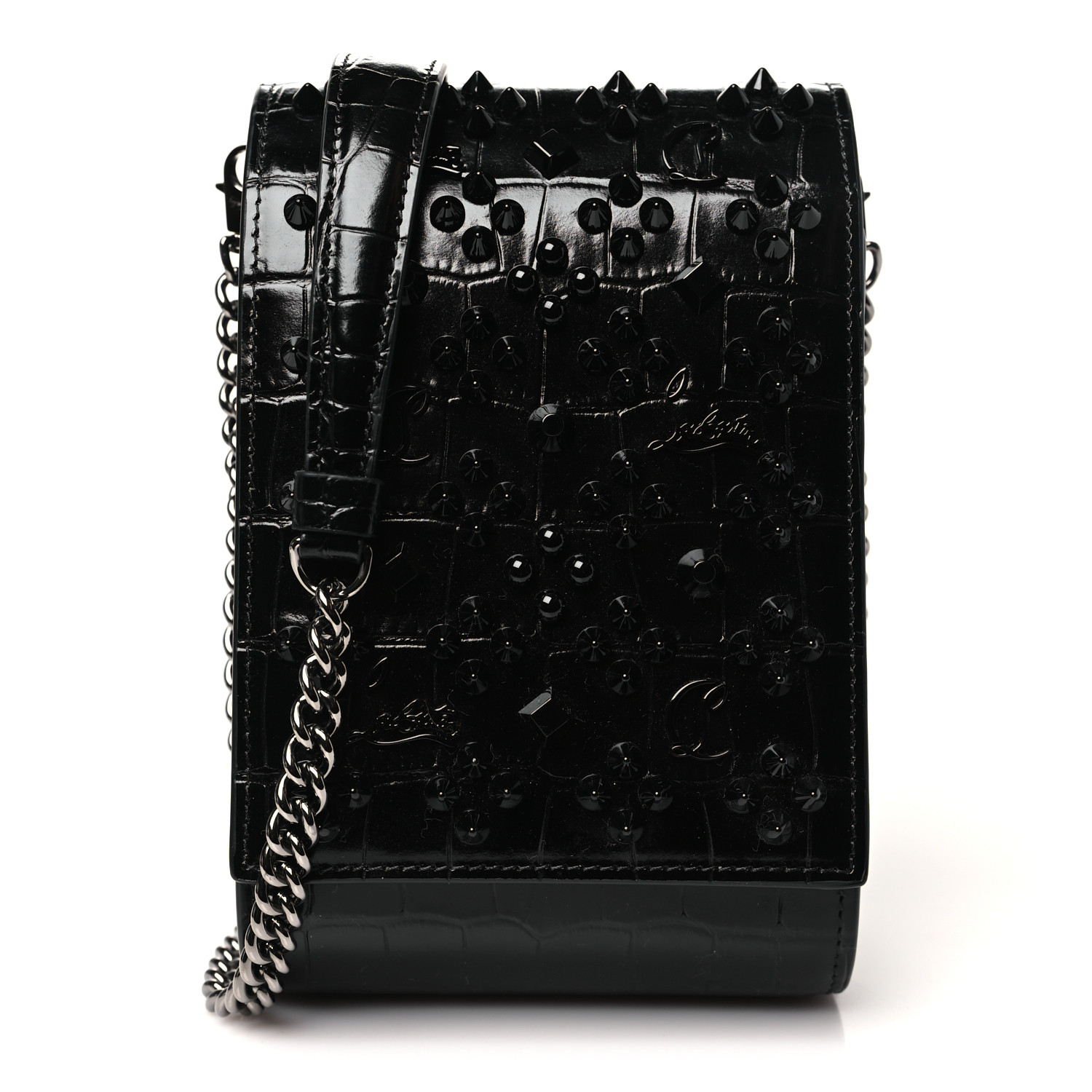 ★ Christian Louboutin ★ バッグ Blaster - Pouch - Calf leather and spikes - Black