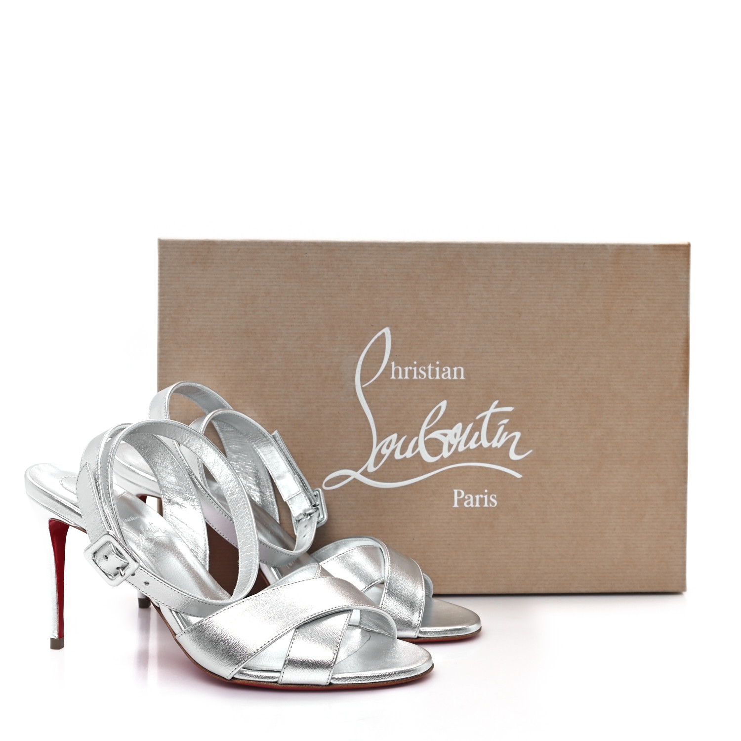 CHRISTIAN LOUBOUTIN Kid Laminato Mariza 85 Sandals 37.5