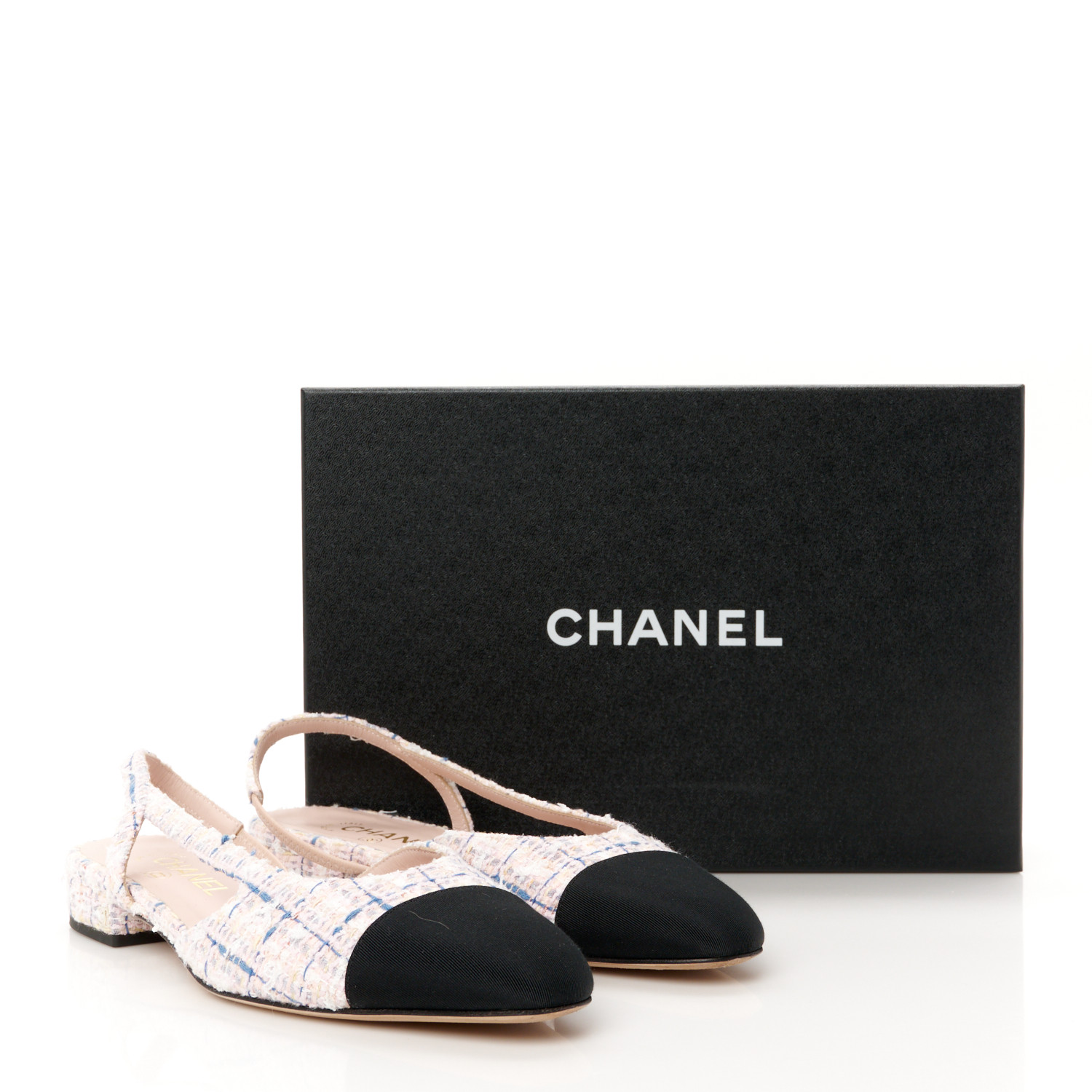 靴 Tweed Slingback Flats Sam Edelman Kara 2 Tweed and Leather Cap Toe Slingback Flats