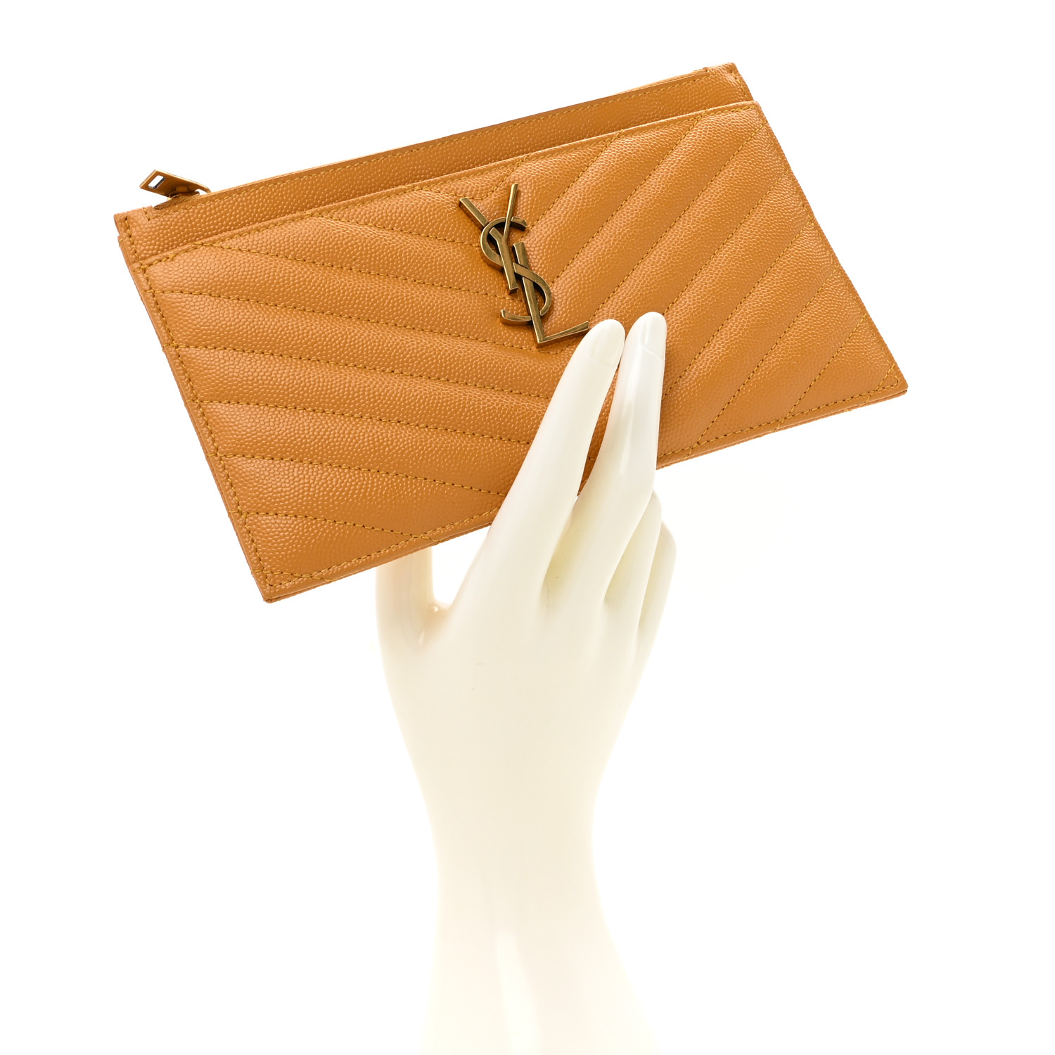 【関税&送料込み】Saint Laurent Pcc(345Y)Mo Grain De Poudr SAINT LAURENT Grain De Poudre Chevron Monogram Bill Pouch
