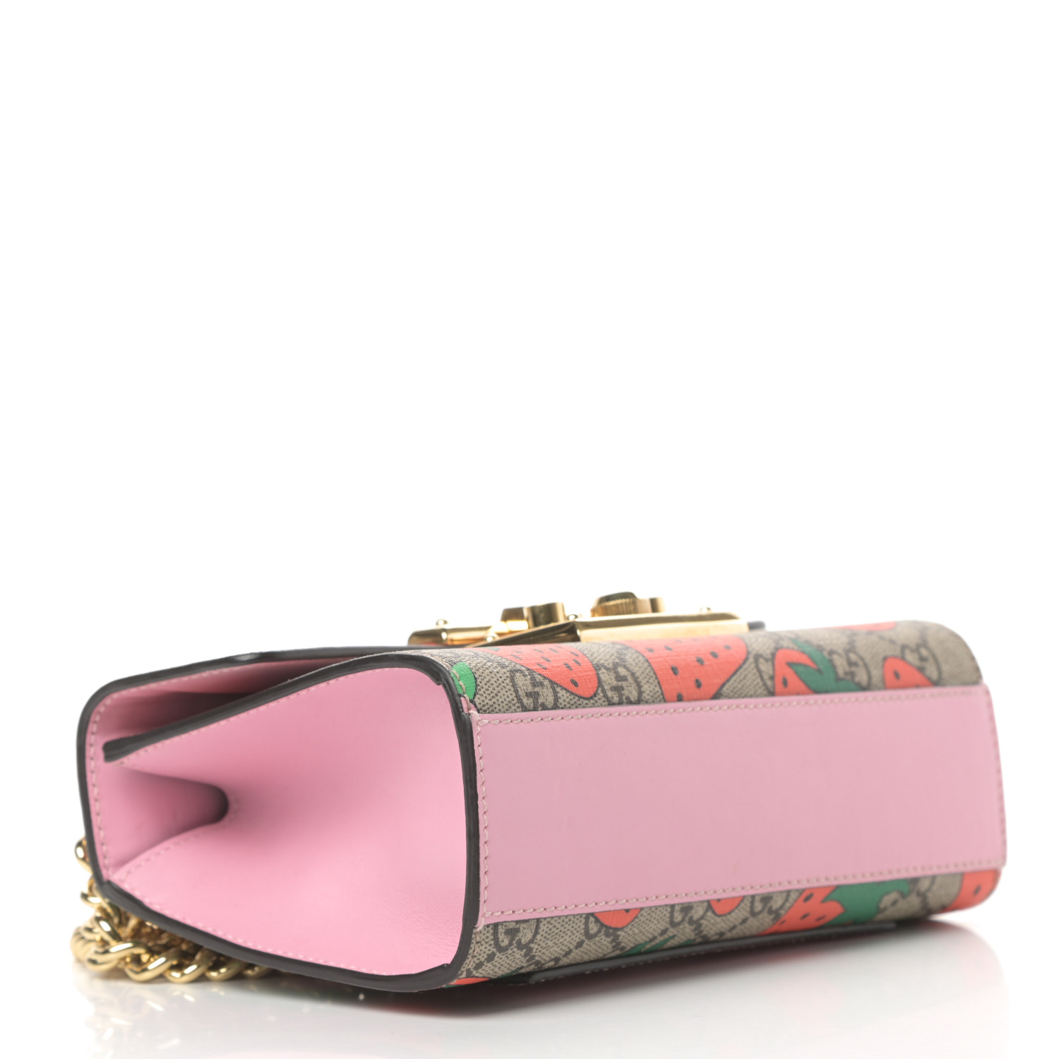 GUCCI GG Supreme Monogram Strawberry Small Padlock Shoulder