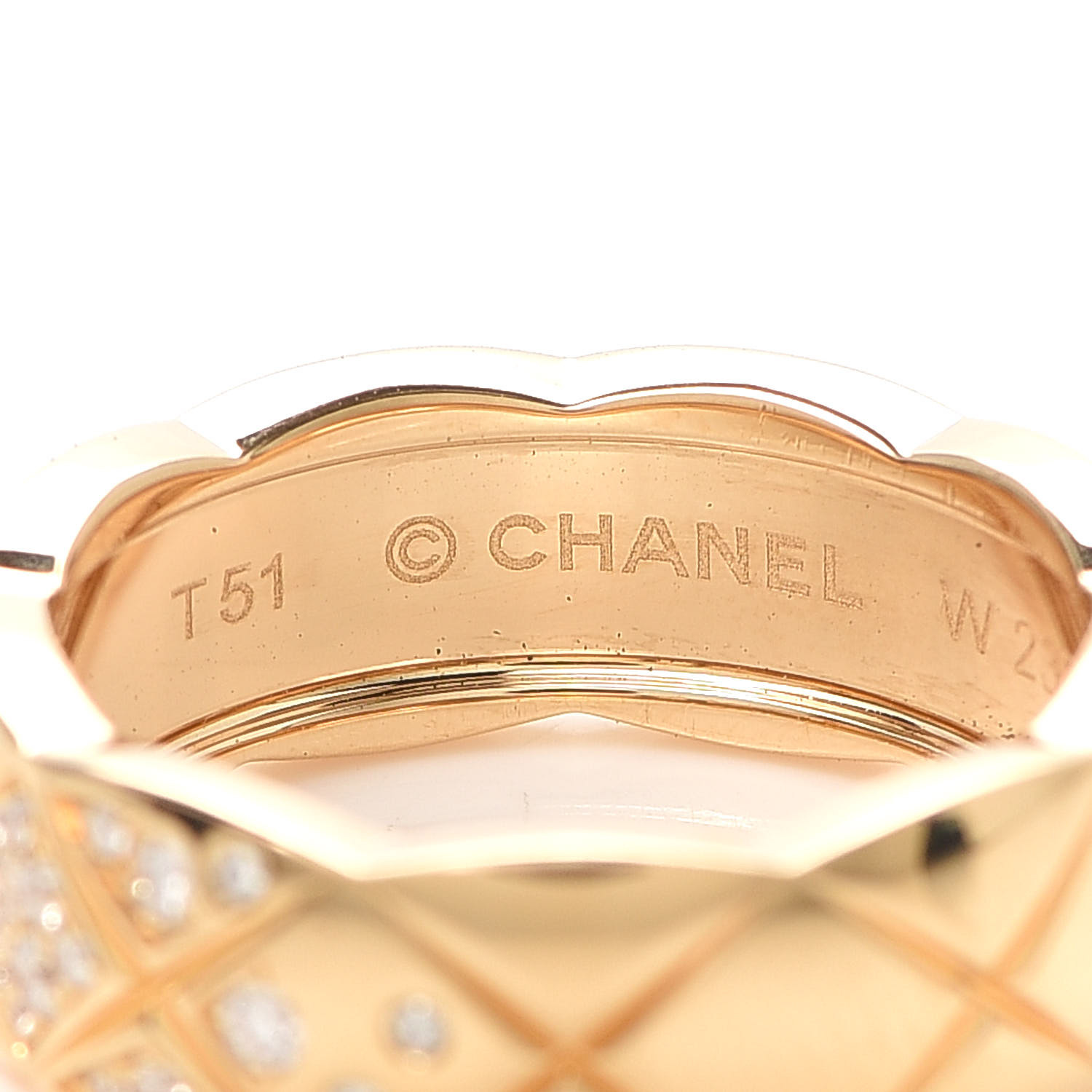 CHANEL 18K Yellow Gold Diamond Small Coco Crush Ring 51 5.75