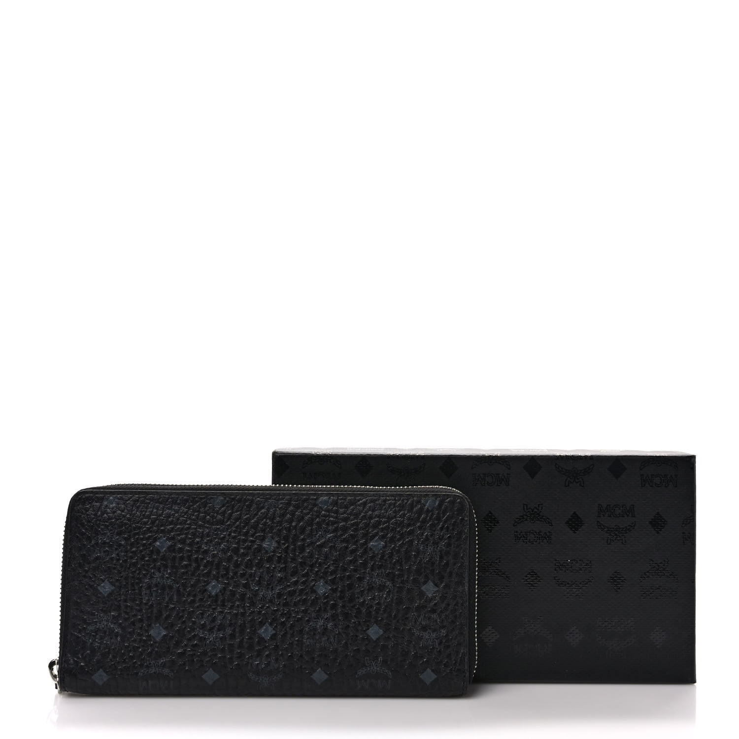 MCM Visetos Bi-fold Long Wallet Black Monogram Auth w/ Dust