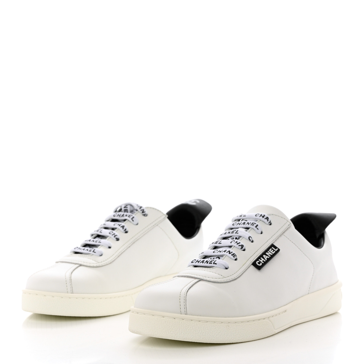 CHANEL Calfskin CC Womens Sneakers 38 White 1174410