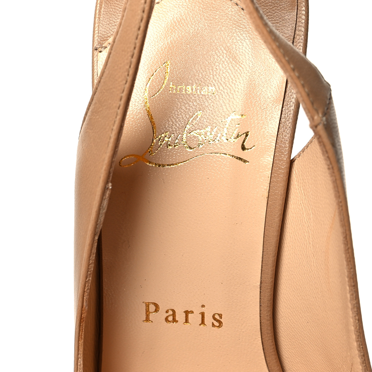 CHRISTIAN LOUBOUTIN Kid Corneille Sling 100 Pumps 38 Beige
