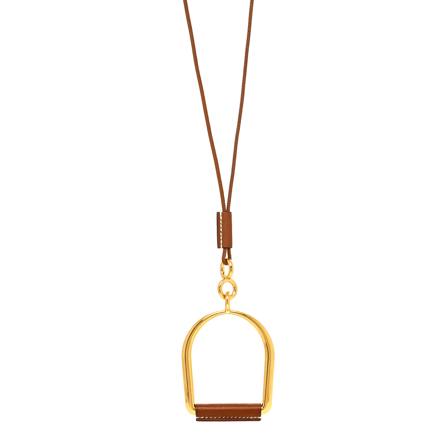 Small Model♪【 HERMES 】Heritage Equestre Pendant HERMES Barenia Heritage Equestre Pendant Necklace Gold