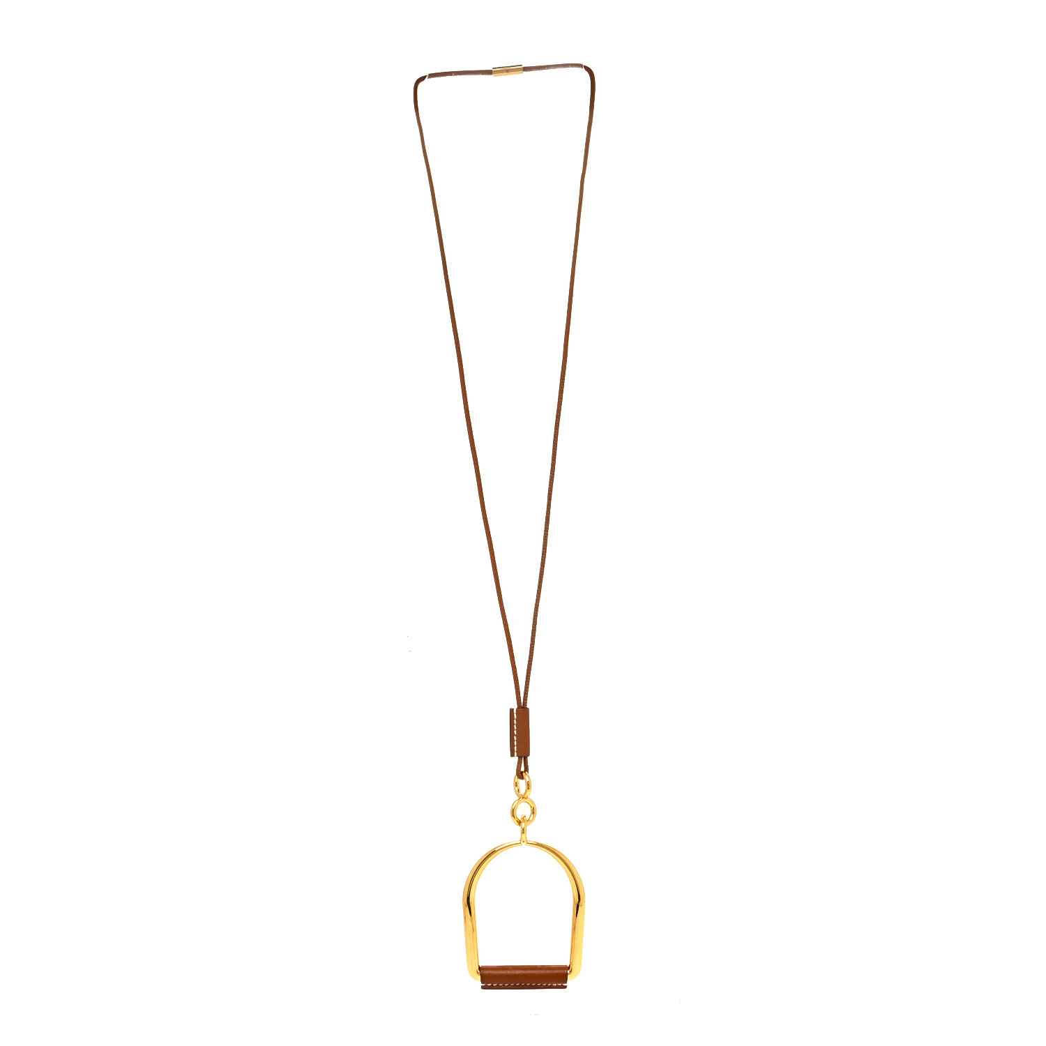 【HERMES】Heritage Equestre pendant, large model HERMES Barenia Heritage Equestre Pendant Necklace Gold