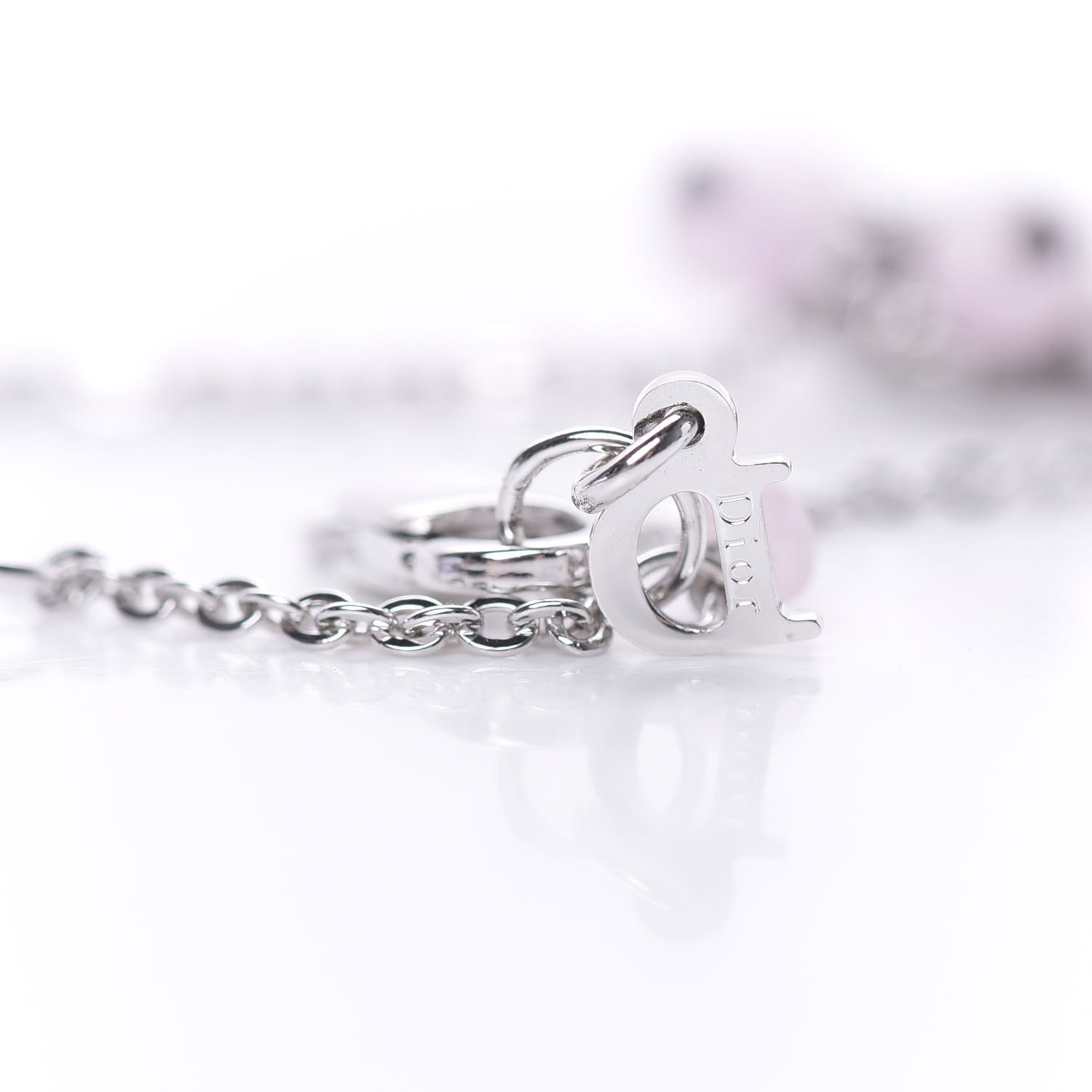 CHRISTIAN DIOR Logo Charms Heart Bracelet Silver 620821