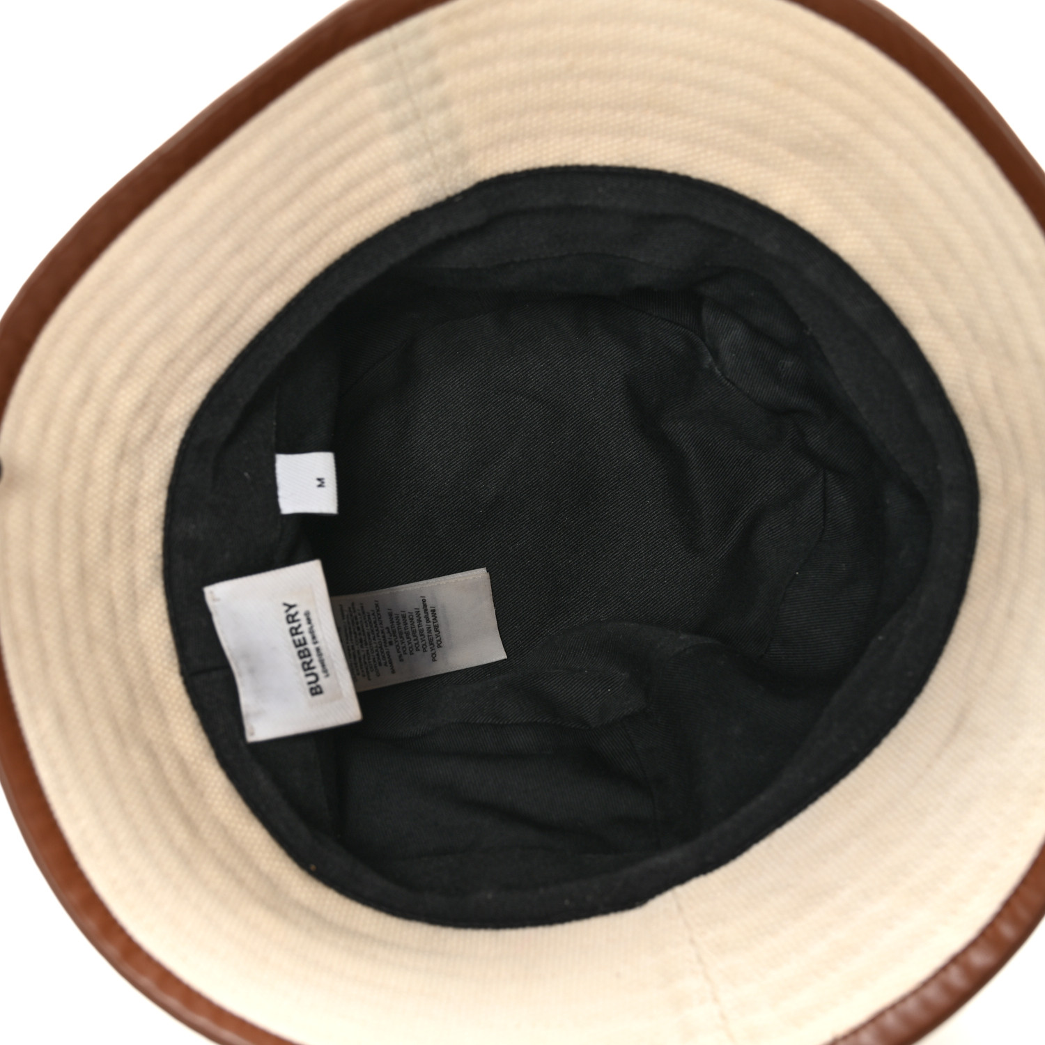 BURBERRY Canvas Logo Print Bucket Hat M Natural Tan 1256373