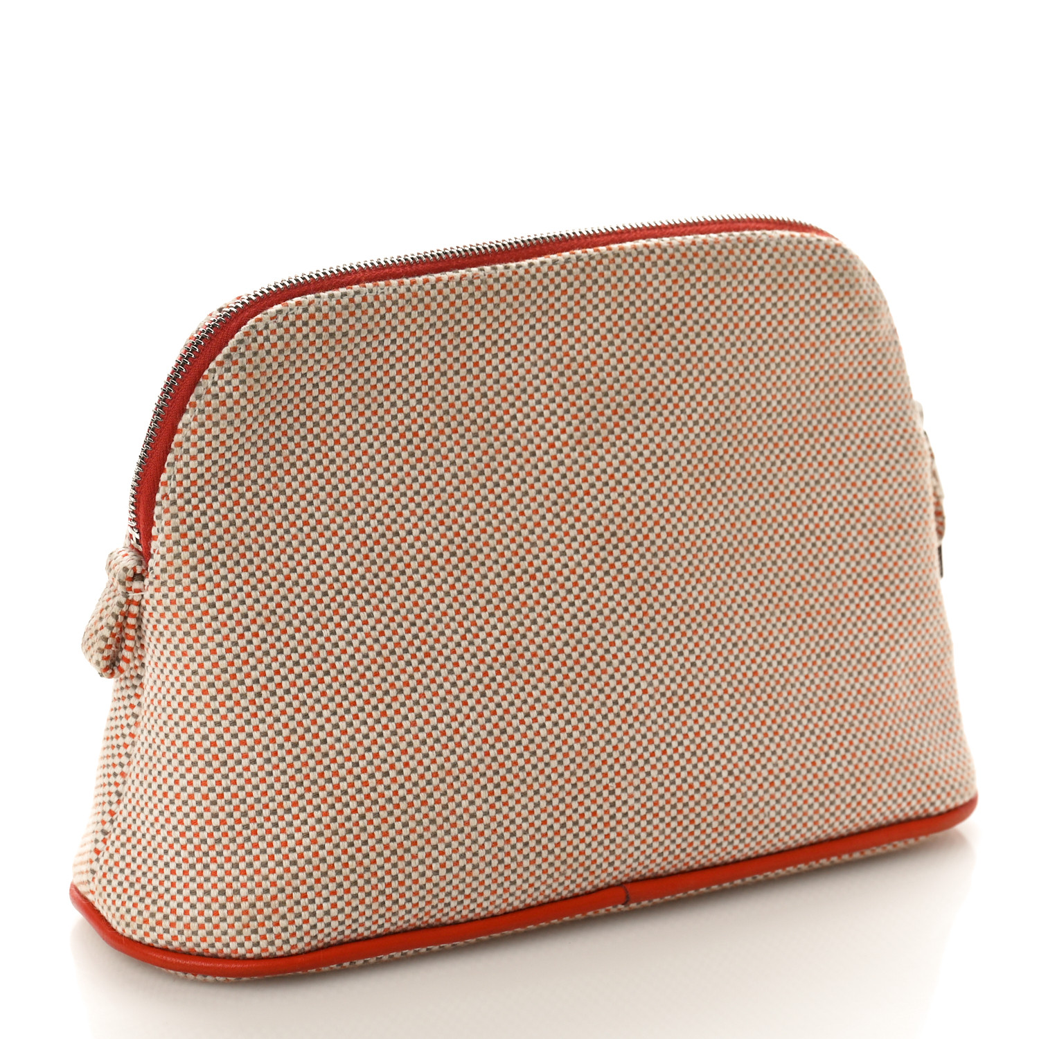 HERMES Cotton Canvas Crazy H Mini Bolide Case Orange Ficelle