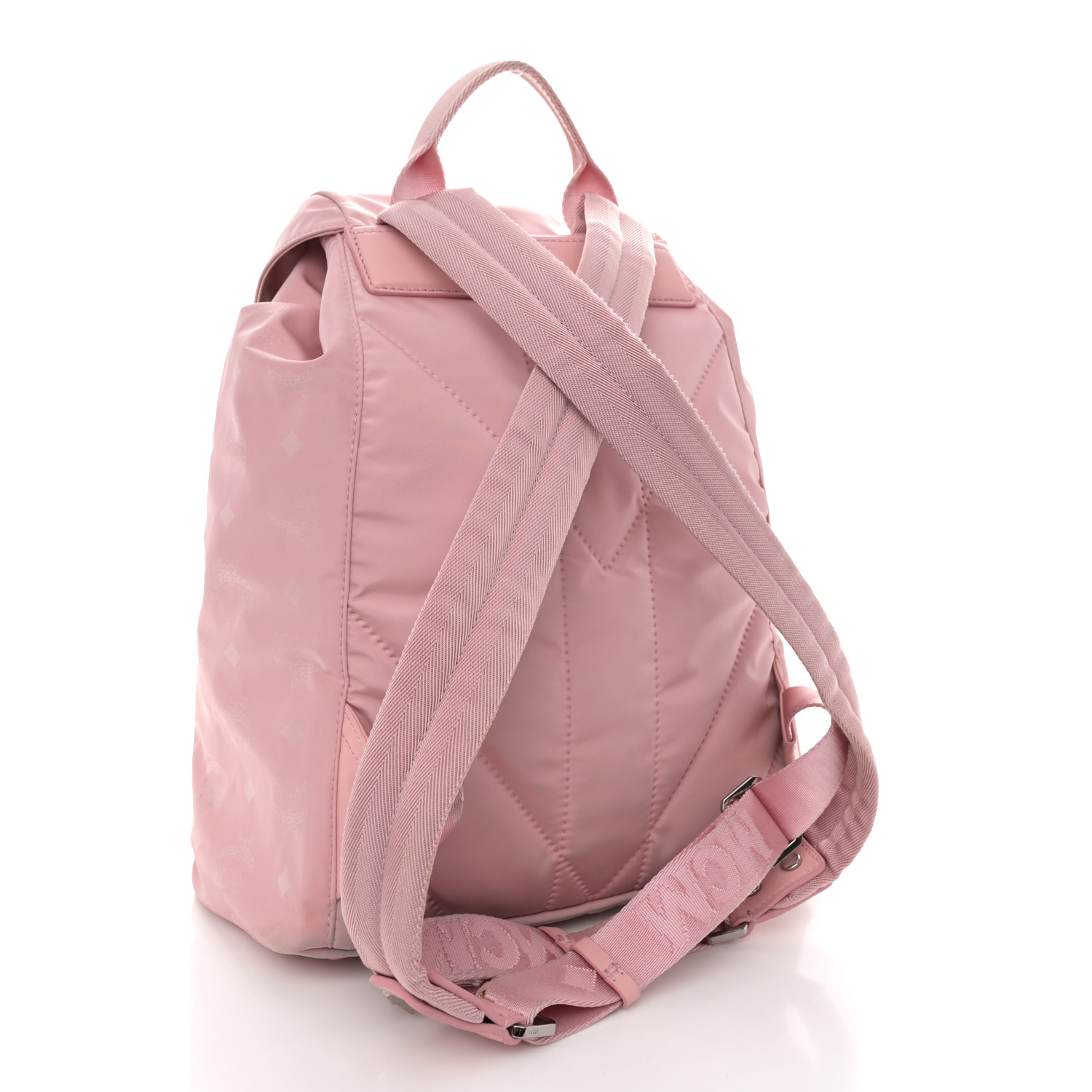 MCM Nylon Monogram Small Tivitat Two-Pocket Backpack Pink 3