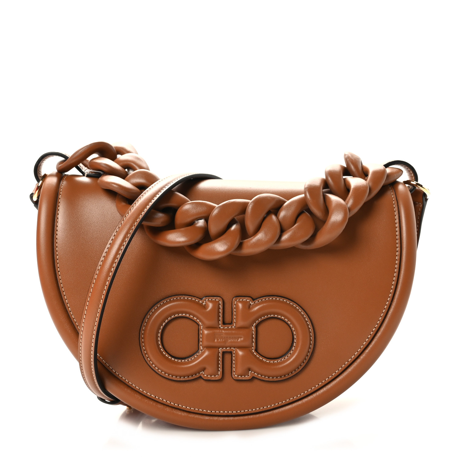 Salvatore Ferragamo AURA Shoulder Bag ハンドバッグ 革 212748 SALVATORE FERRAGAMO Calfskin Aura Shoulder Bag Brown 1460142