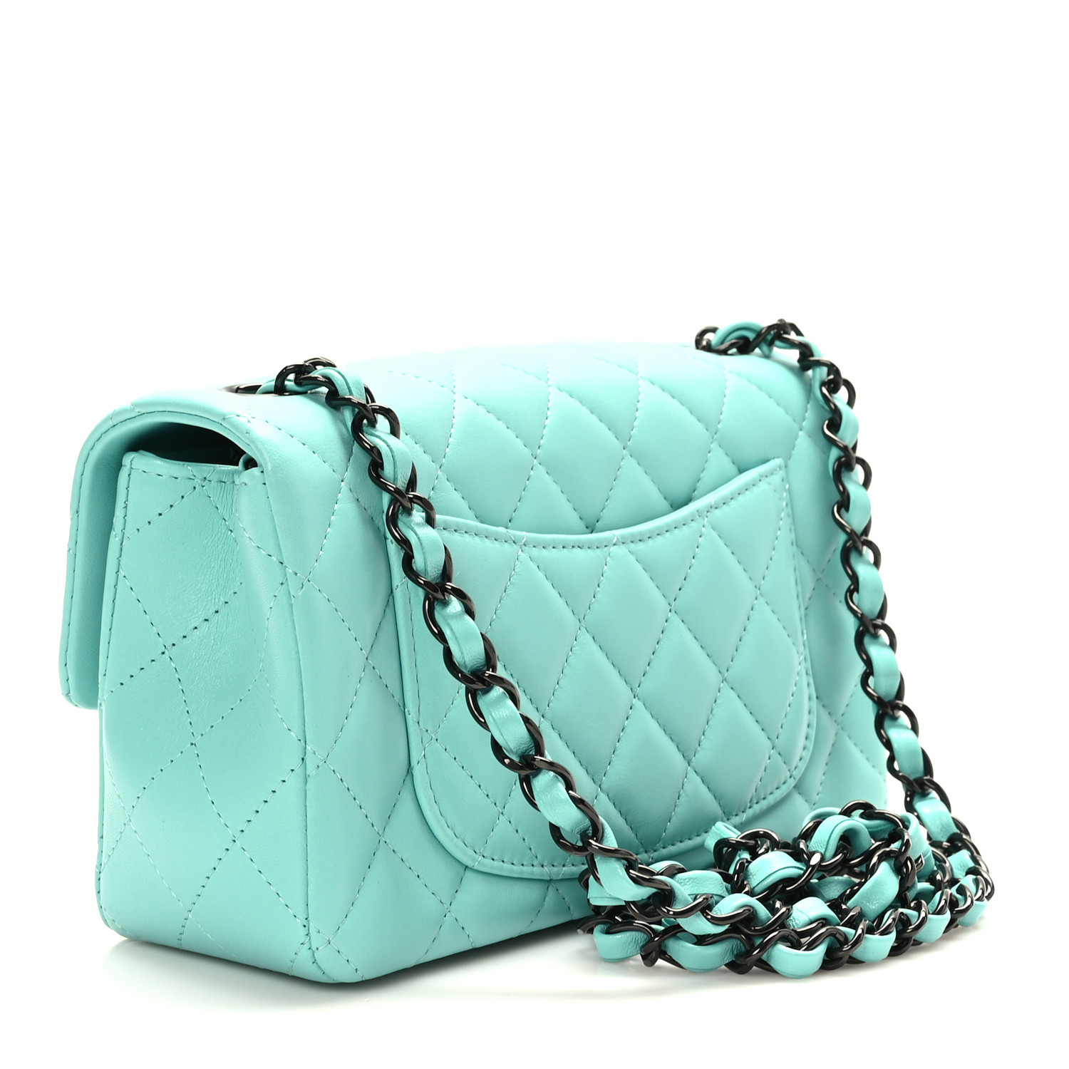 ミニ　シャネル Chanel Mini Square Pearl Flap Bag Light Blue Iridescent